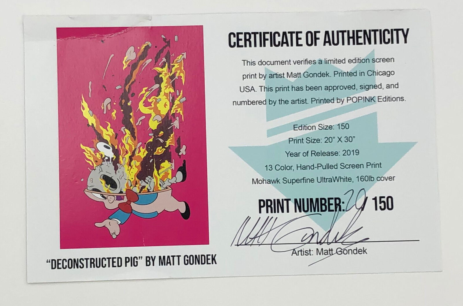 Artwork by Matt Gondek, DECONSTRUCTED PIG, Made of Screen Print 