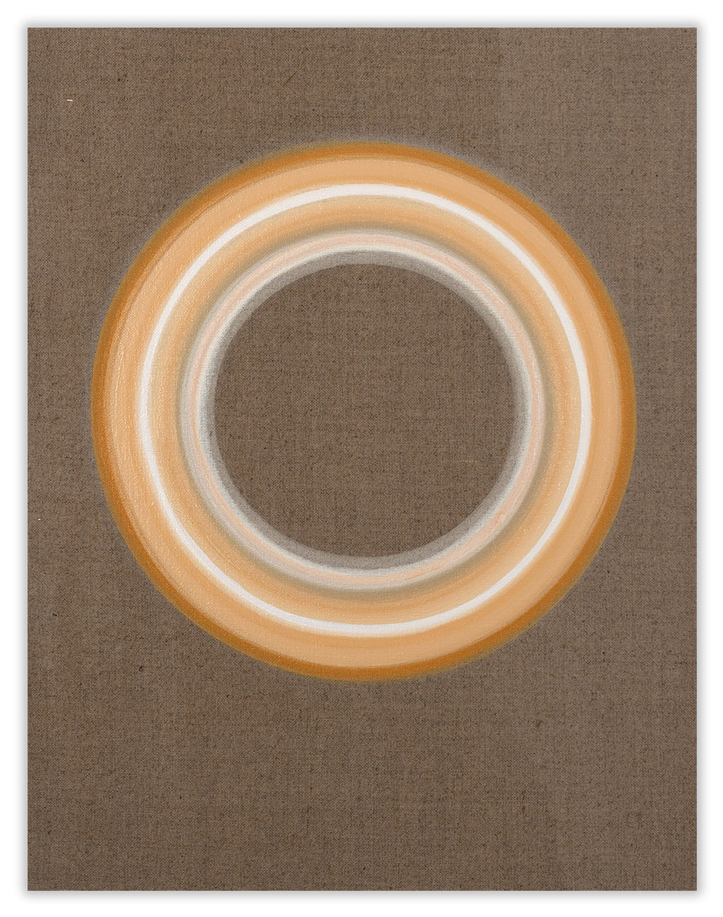 A picture of a circle on a brown background.