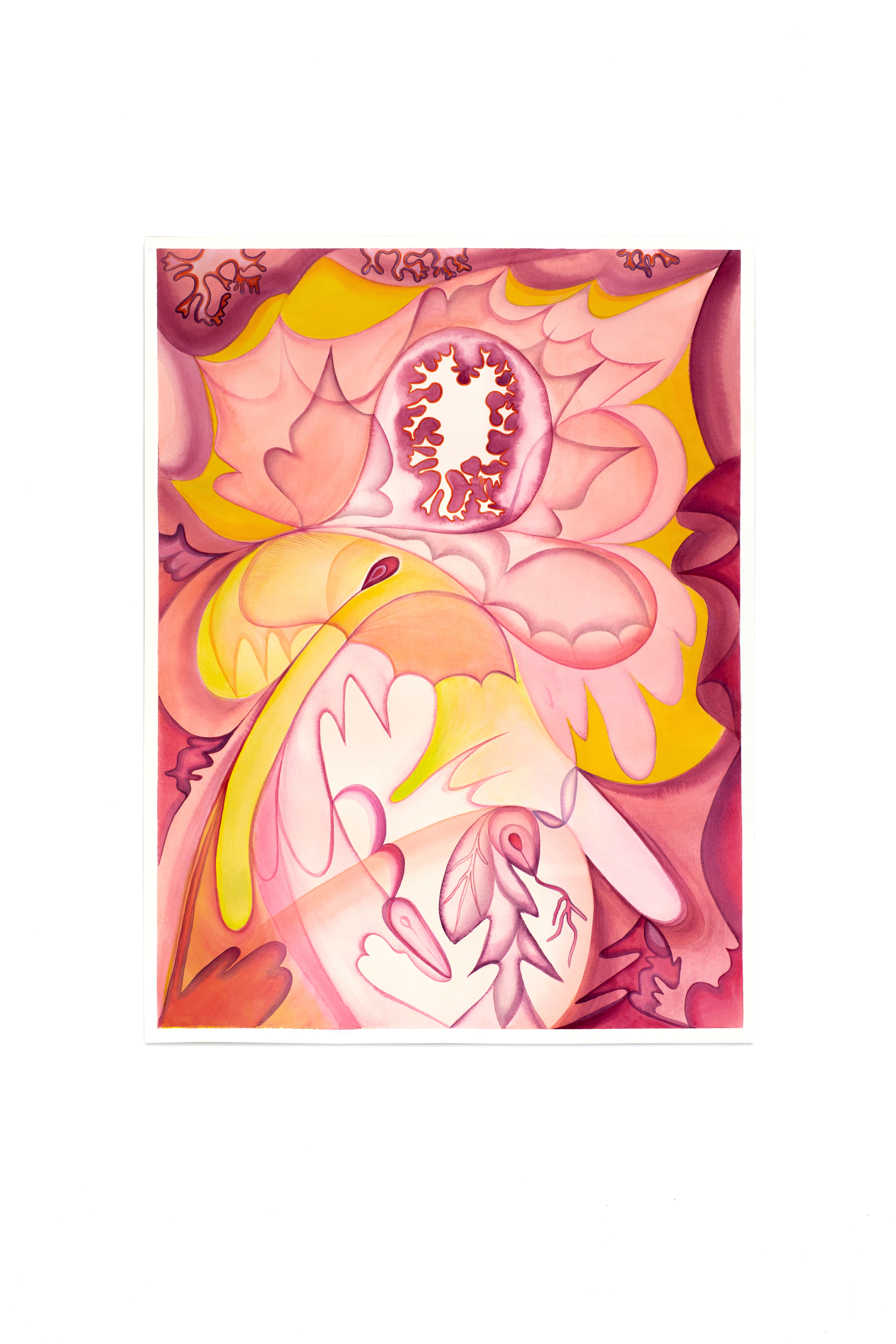 A watercolor painting of a woman with a flower in her hand.