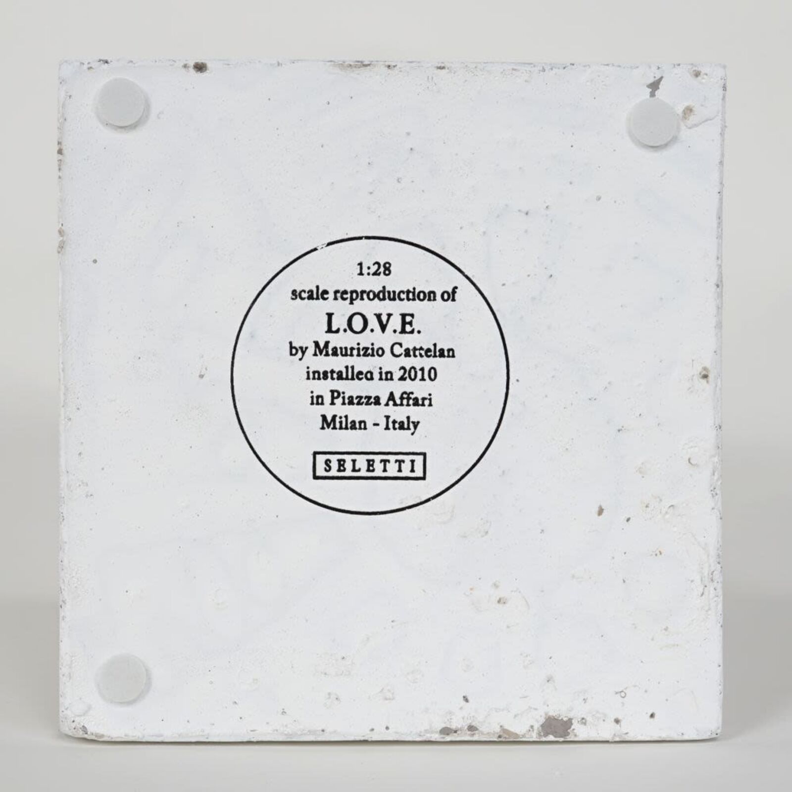 Artwork by Maurizio Cattelan, L.O.V. E. White, Made of Concrete 