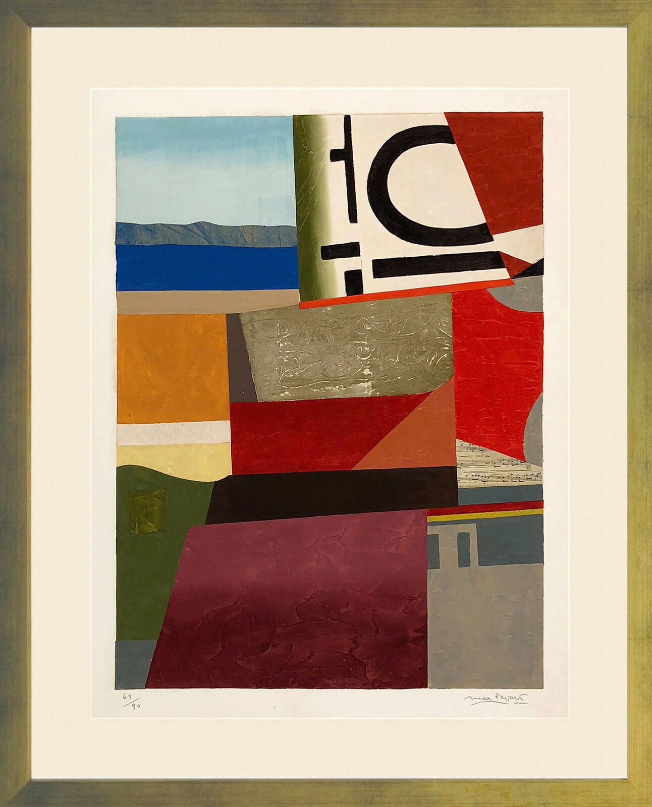 Untitled (large framed hand signed abstract lithograph)