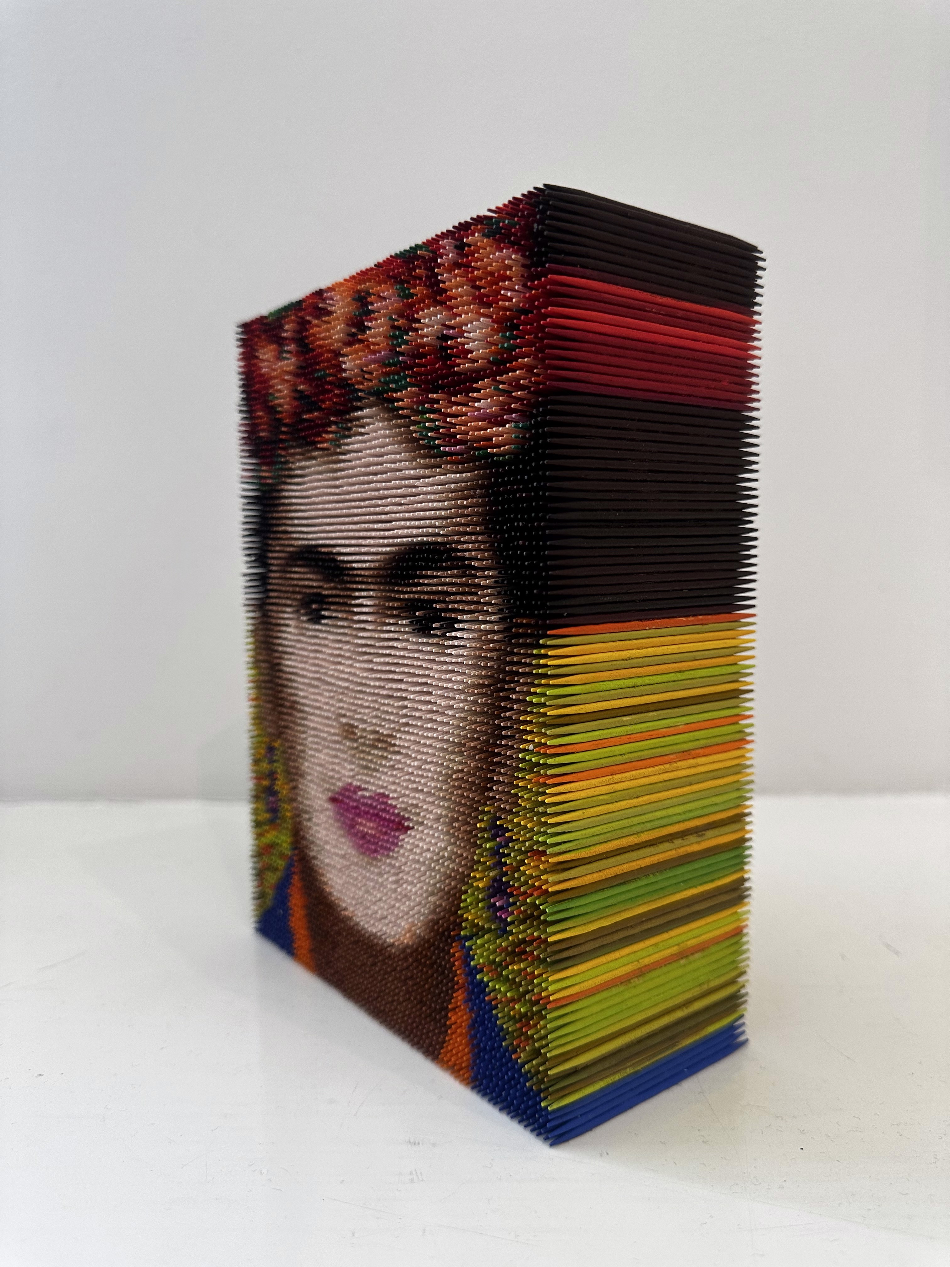 Artwork by Maxim Wakultschik, Frida, Made of painted wooden sticks 