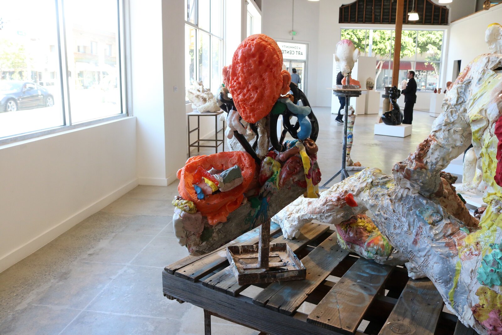 Artwork by Meghan Smythe, Black Glass, Made of Glass, plaster, foam, plasticine, epoxy, steel, spray paint, wax, metal screw, wood 