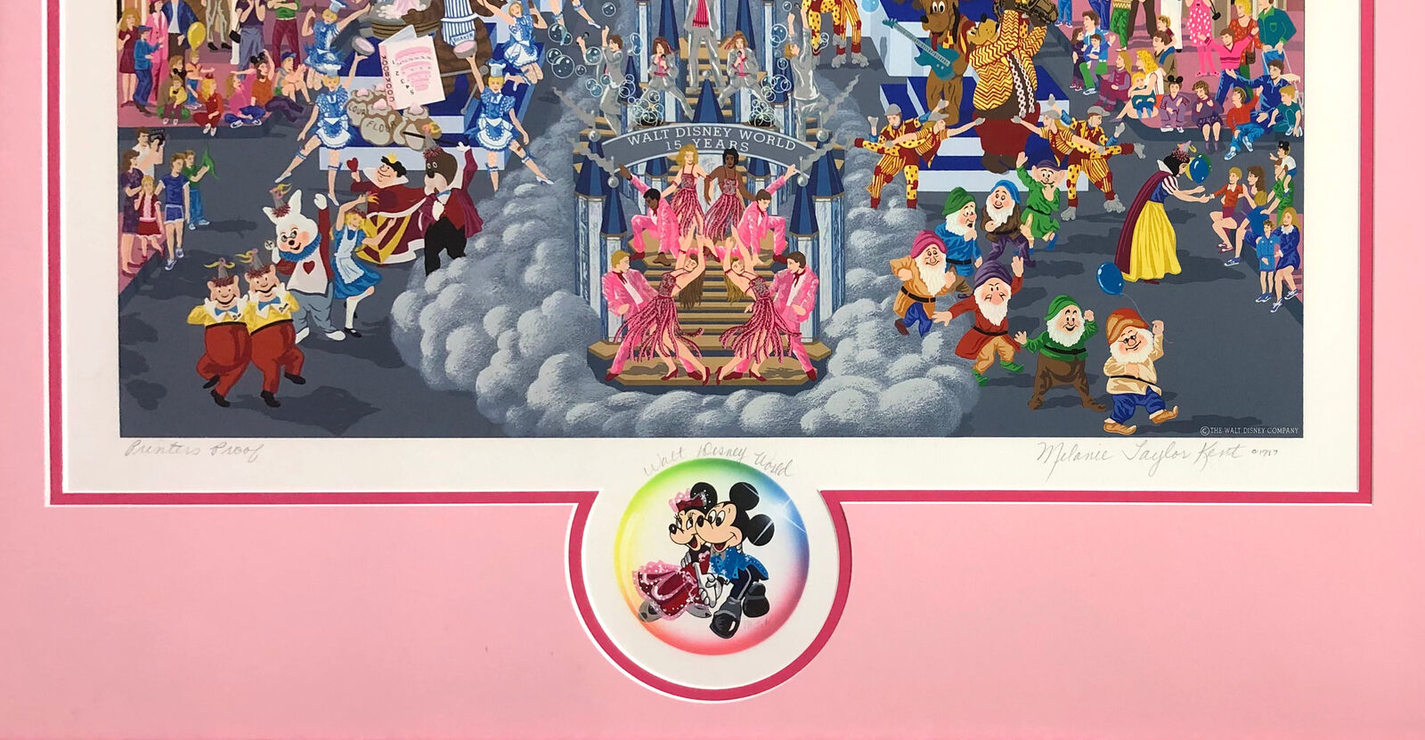 A picture of a painting of a city street with a castle in the background.