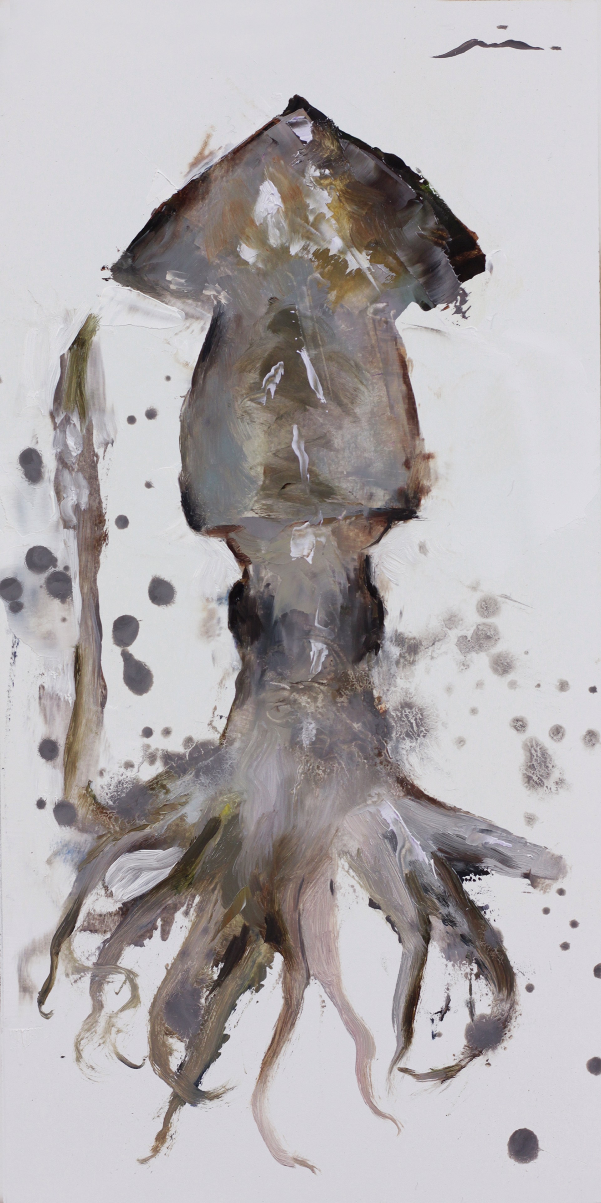 A painting of a mushroom on a white background.