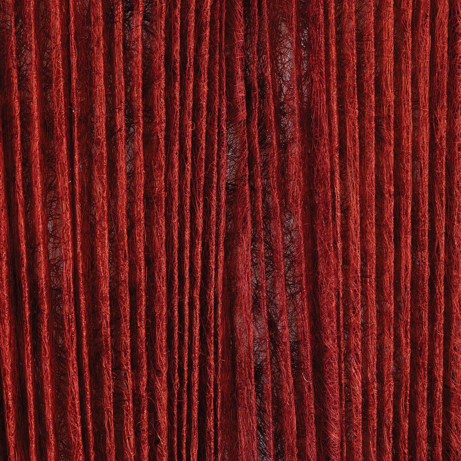 A minimalist textile artwork featuring deep red pleated fabric in a light frame.