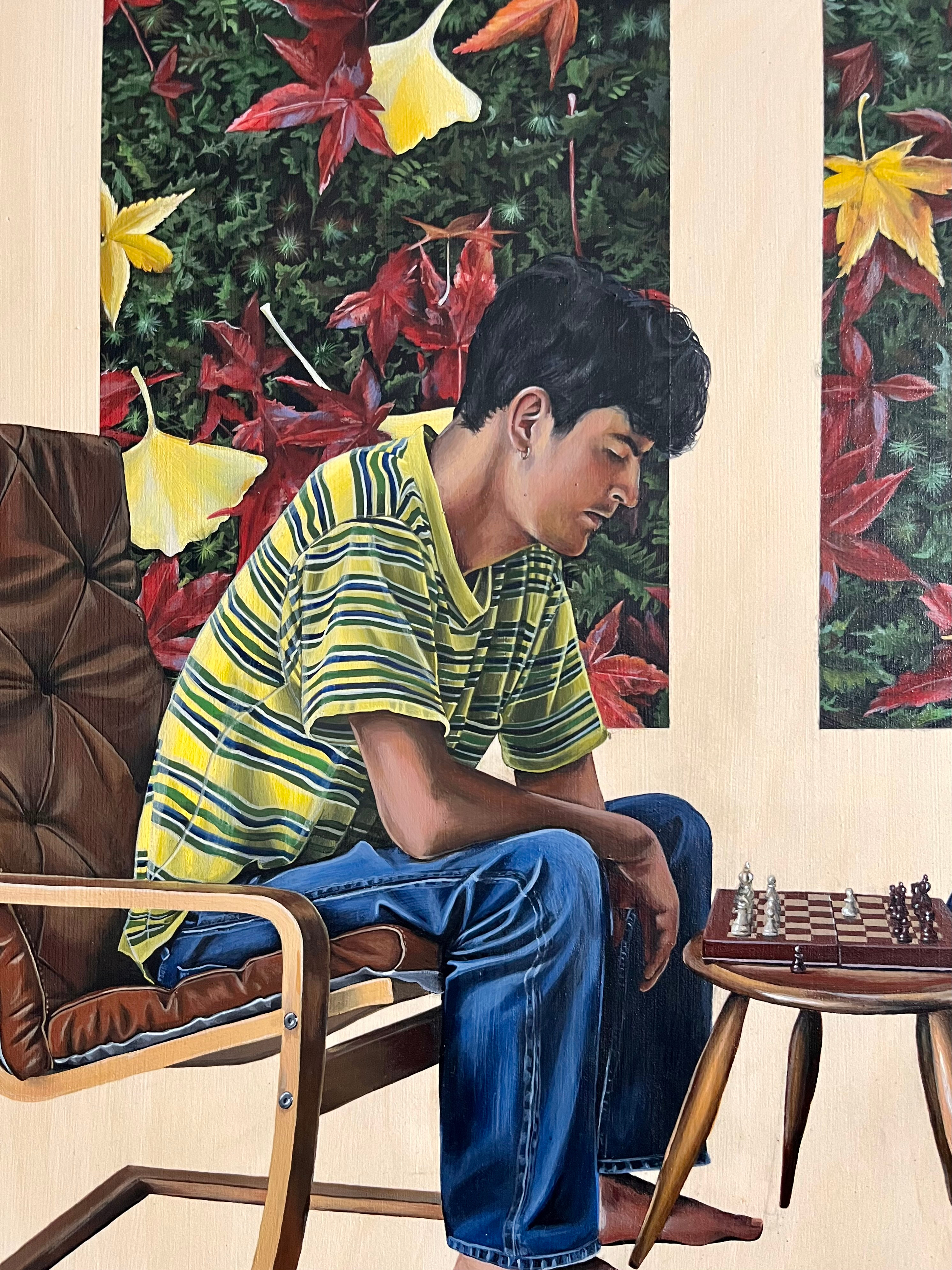 Artwork by Mia Takemoto, Gingko and Maple, Made of Tempera on wood 