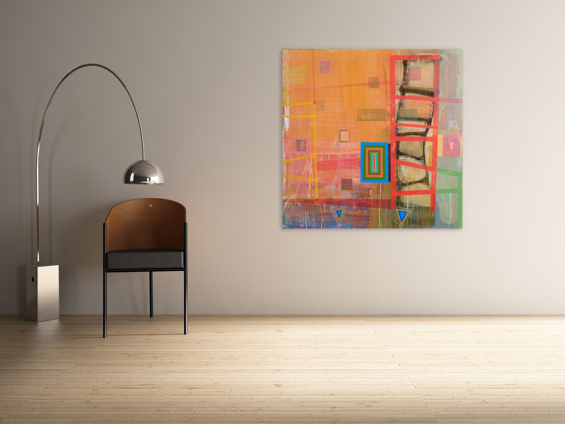 Artwork by Michael Barringer, Bloomstone (Banded Ziggurat), Made of MIXED MEDIA ON CANVAS PANEL 