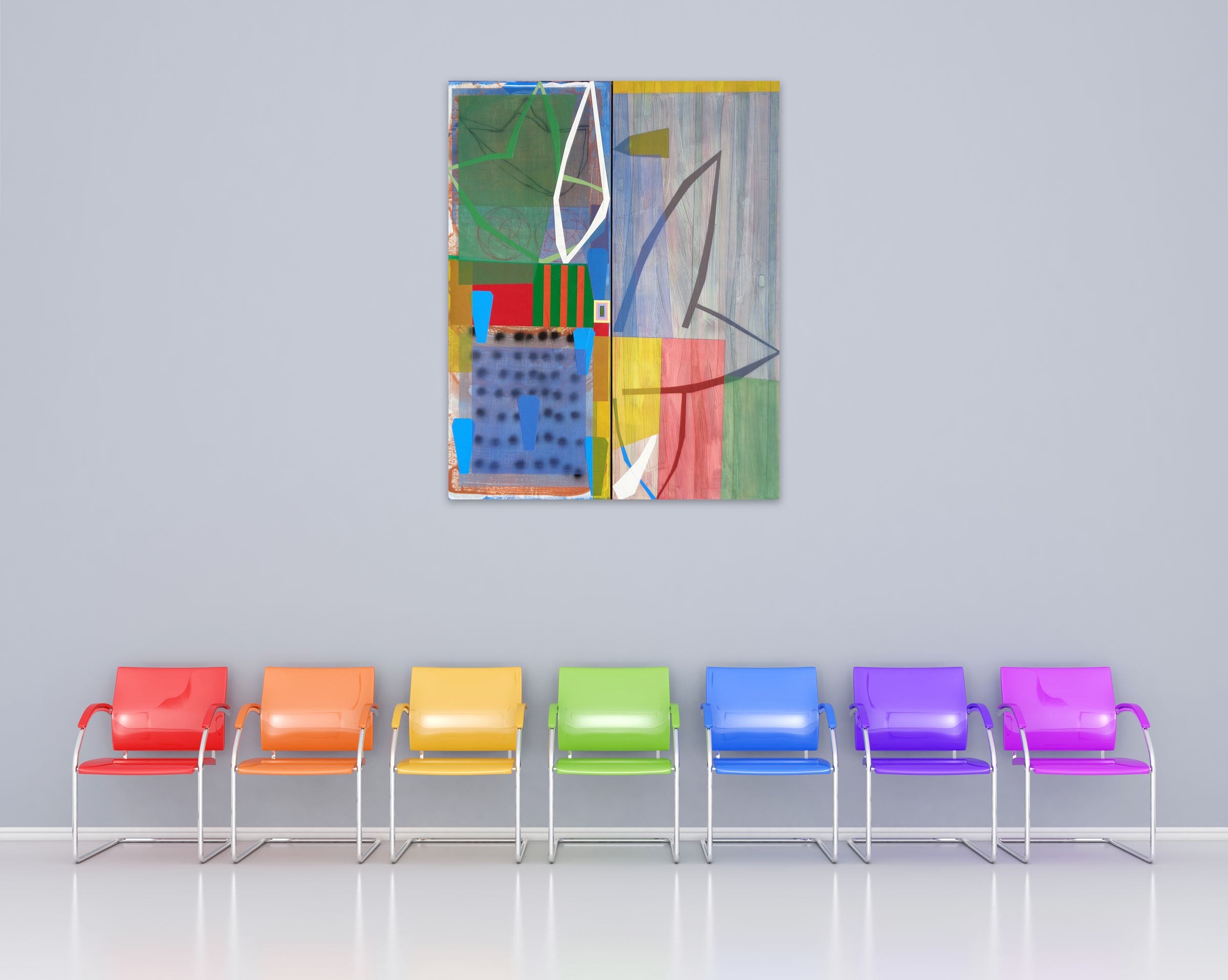 Artwork by Michael Barringer, Bloomstone (Greenhouse), Made of Mixed media on joined canvas panels 