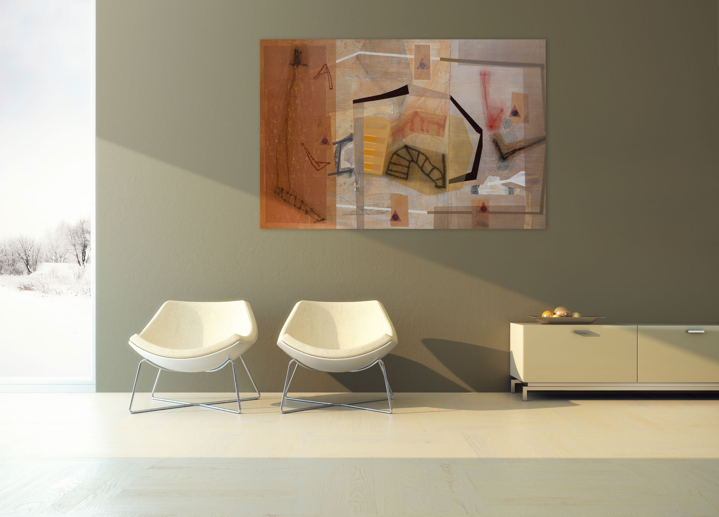 Artwork by Michael Barringer, Bloomstone (Spiraled Amulets), Made of Mixed media on joined canvas panels 