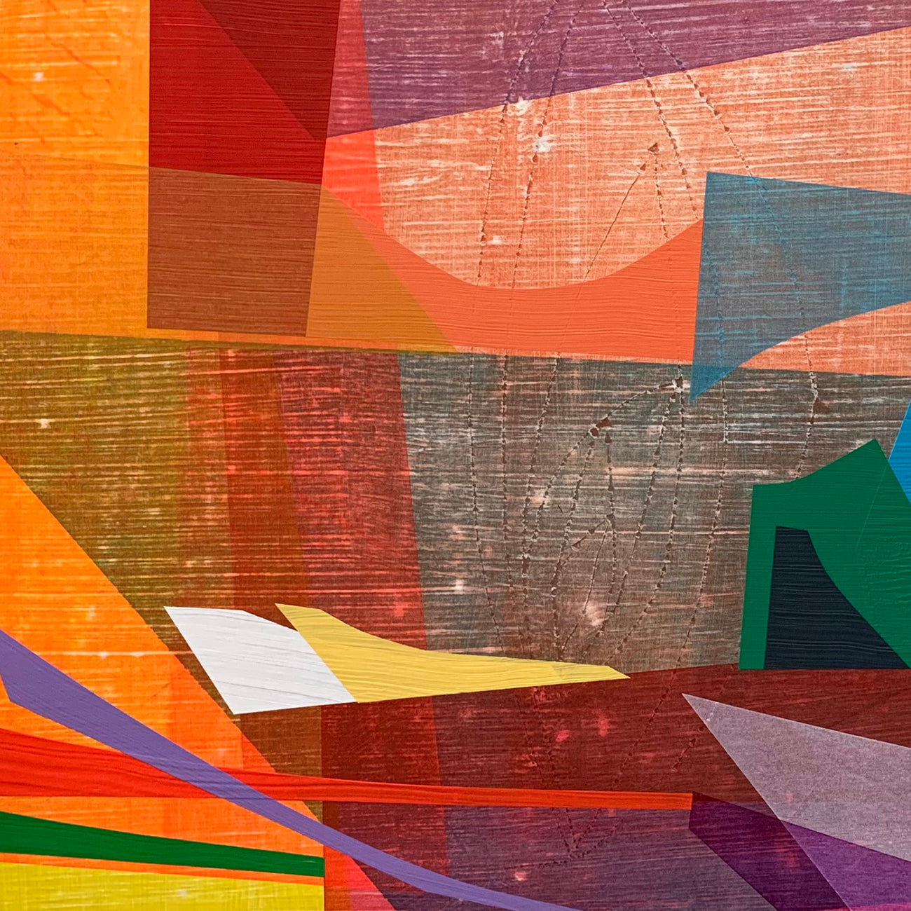 Artwork by Michael Barringer, Chroma Riff (Mariner I), Made of Colour pencil, acrylic paint, modelling paste, and oil paint on paper 