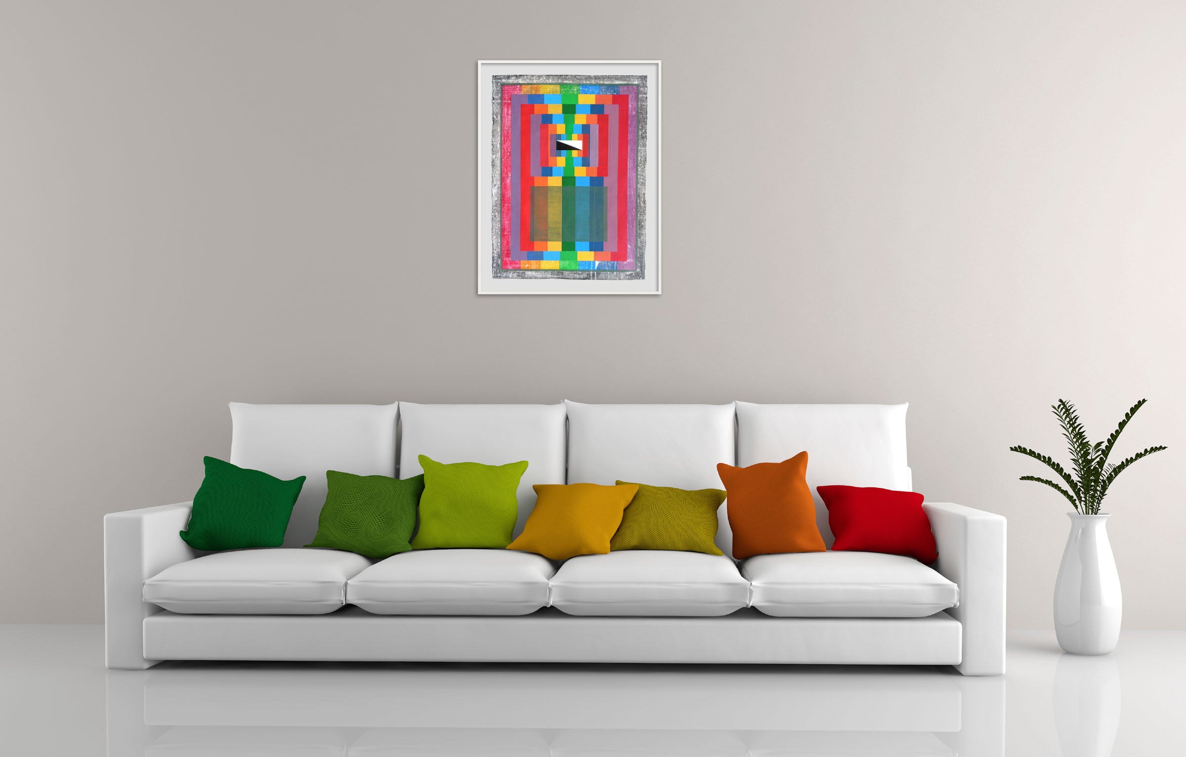 Artwork by Michael Barringer, Organic Geometry (Spectrum I), Made of Mixed media on paper 