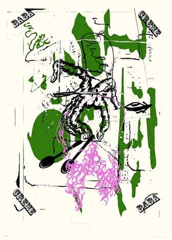 Artwork by Michael Bauer, Baba Crème, Made of Full bleed six-color silkscreen printed on Letra Ecru 300 gsm 