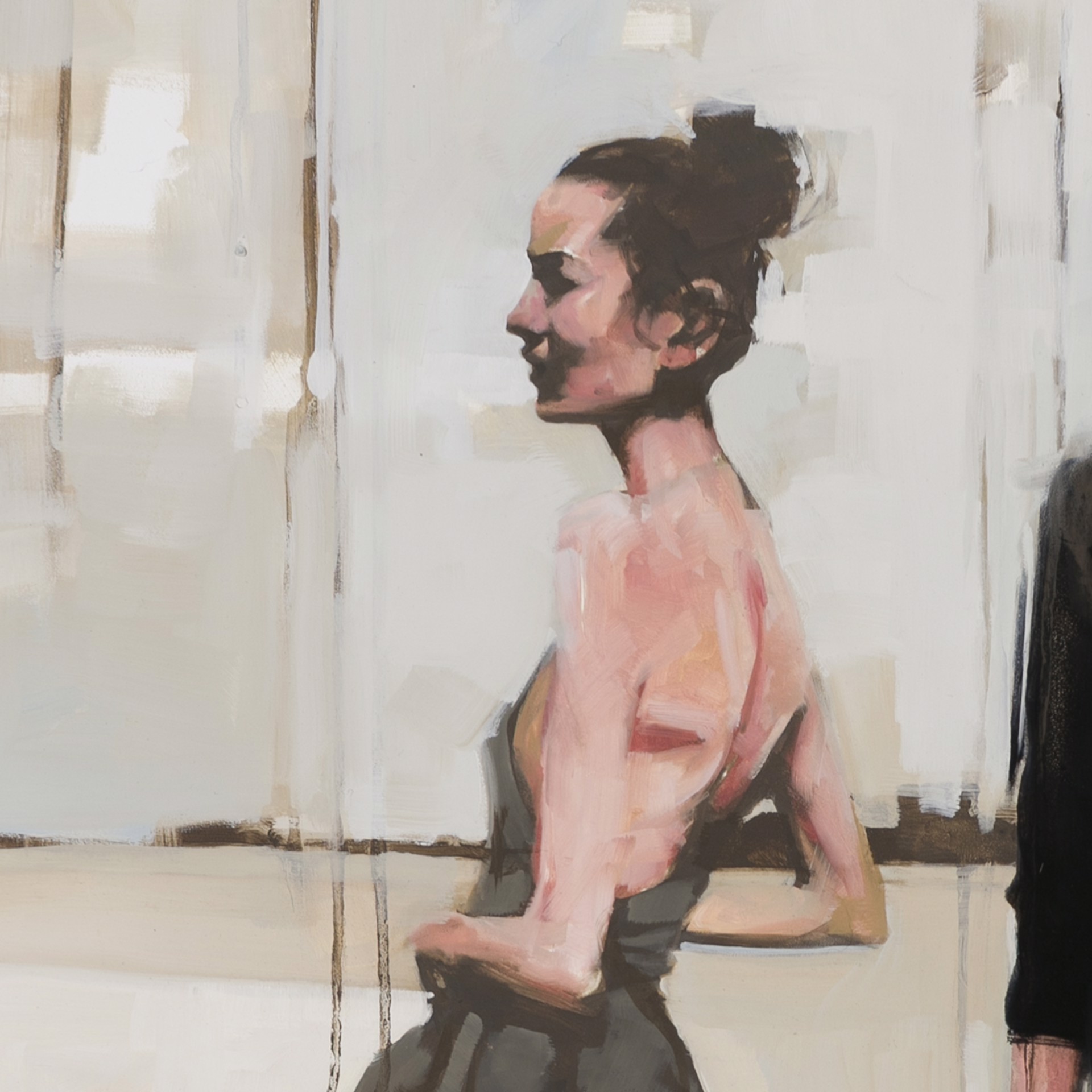 A painting of three women standing next to each other.