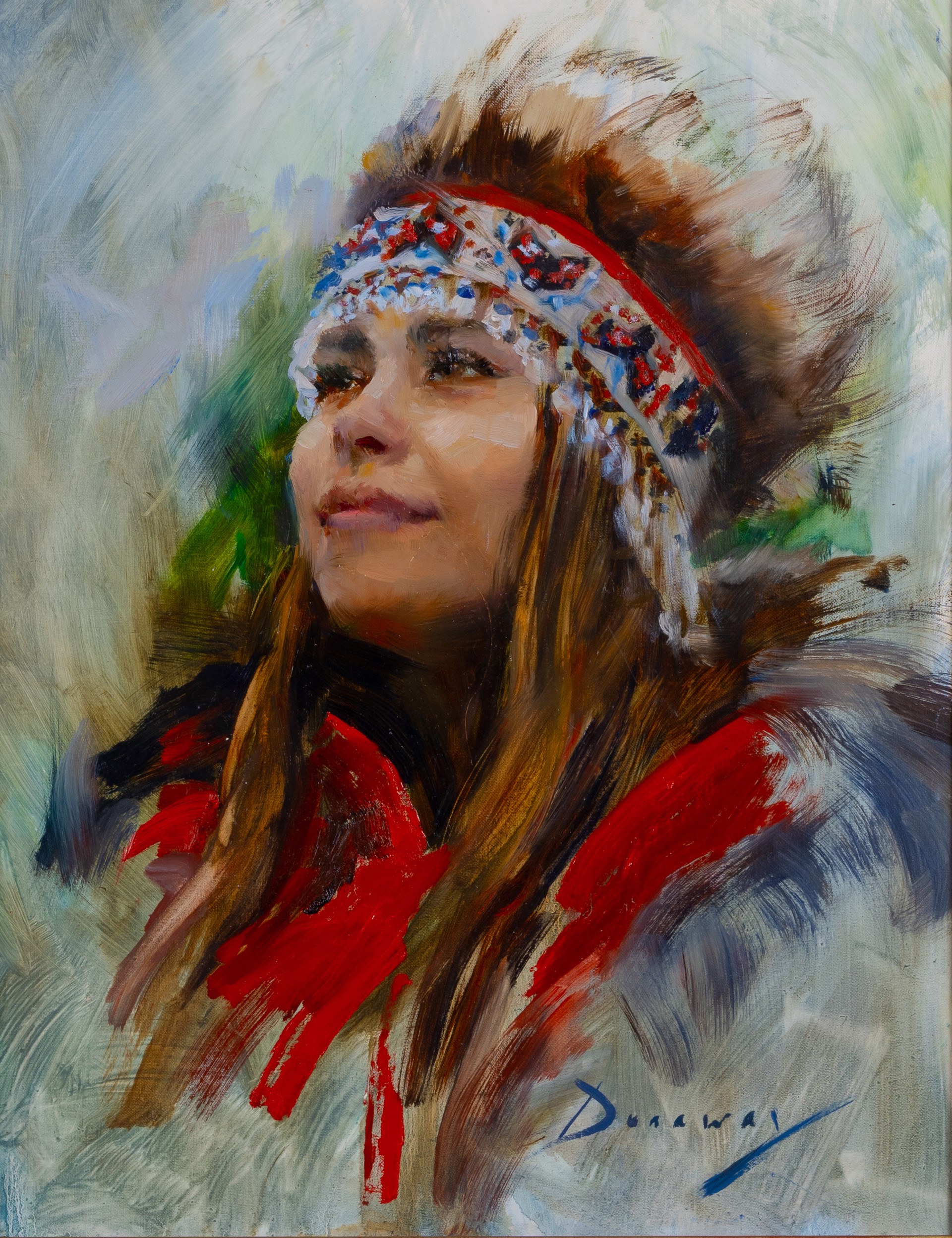 Alaskan Yup'ik Girl with Traditional Headdress by Michelle Dunaway, 2025