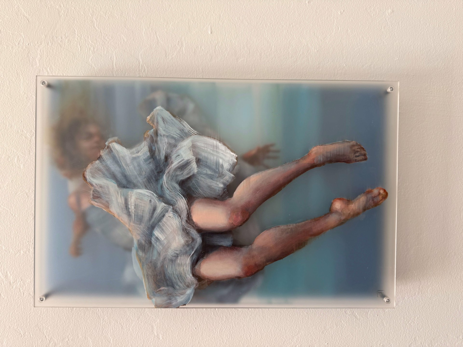 A painterly portrait of a figure in motion, captured with soft focus and layered brushwork.