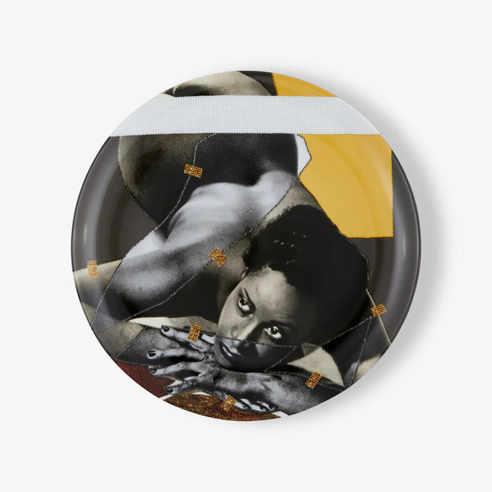Artwork by Mickalene Thomas, NUS Exotiques #1, 2022, Made of Fine bone china 