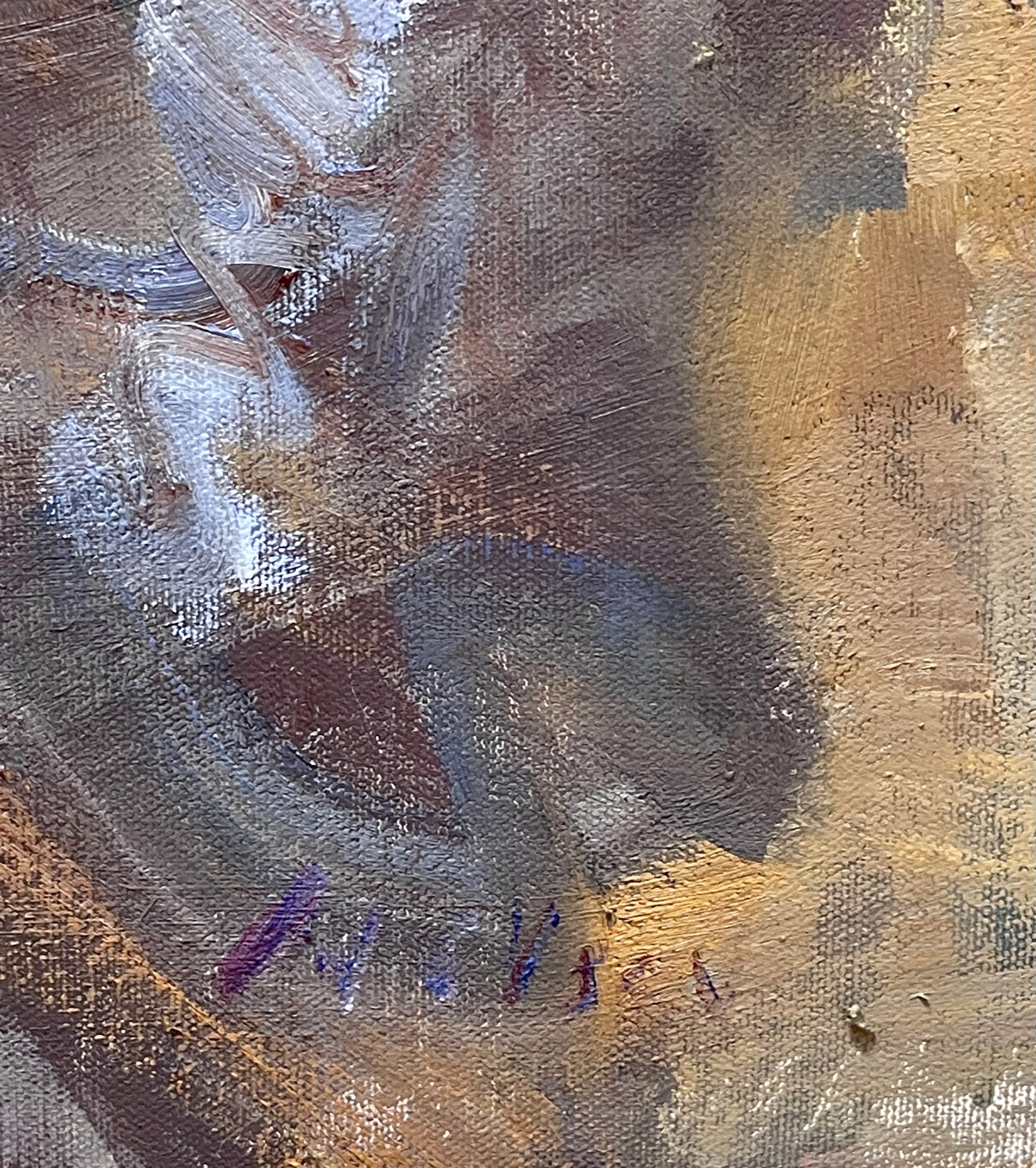 A painting of a river in the middle of a forest.