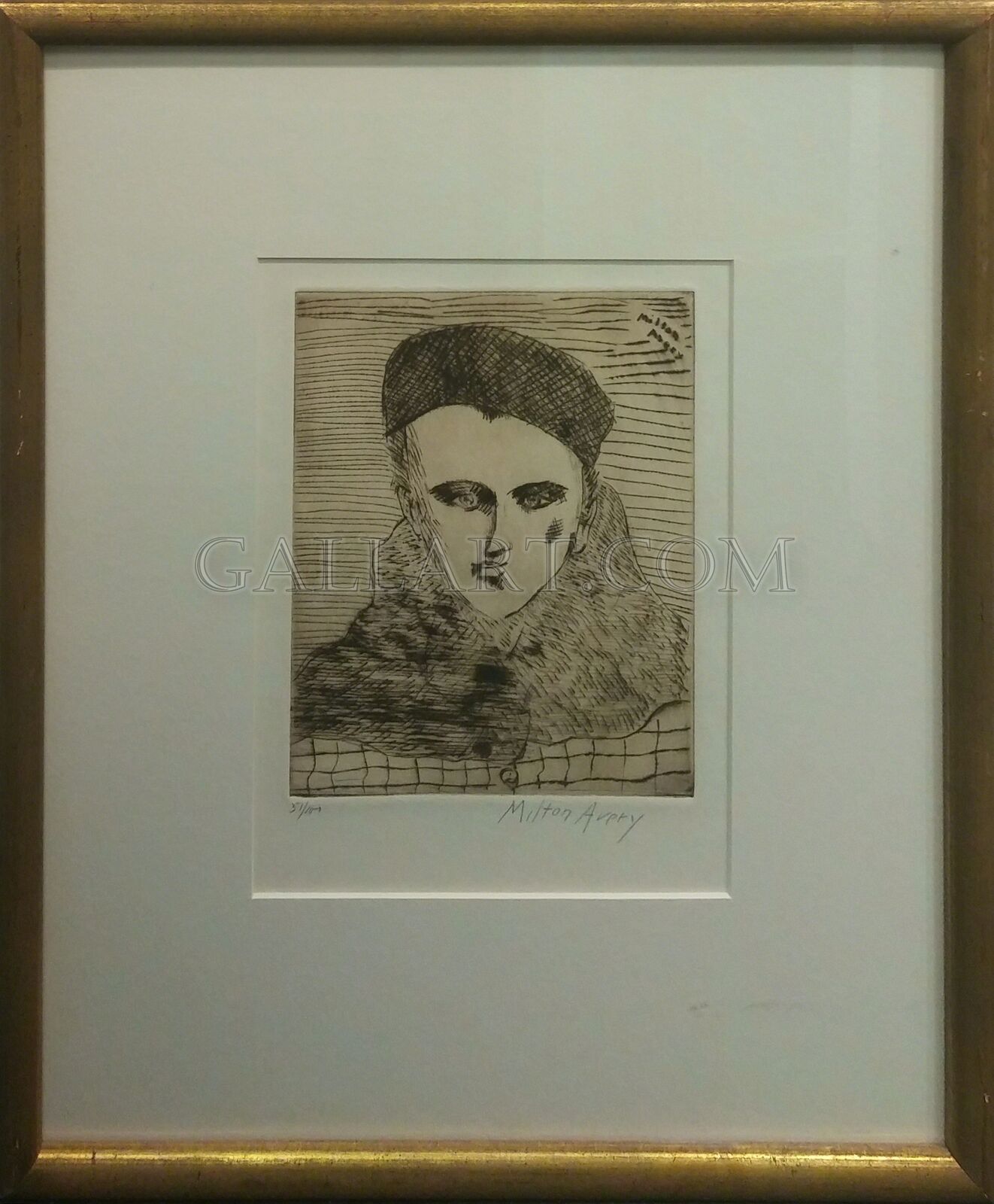 Artwork by Milton Avery, SALLY WITH BERET, Made of Drypoint 