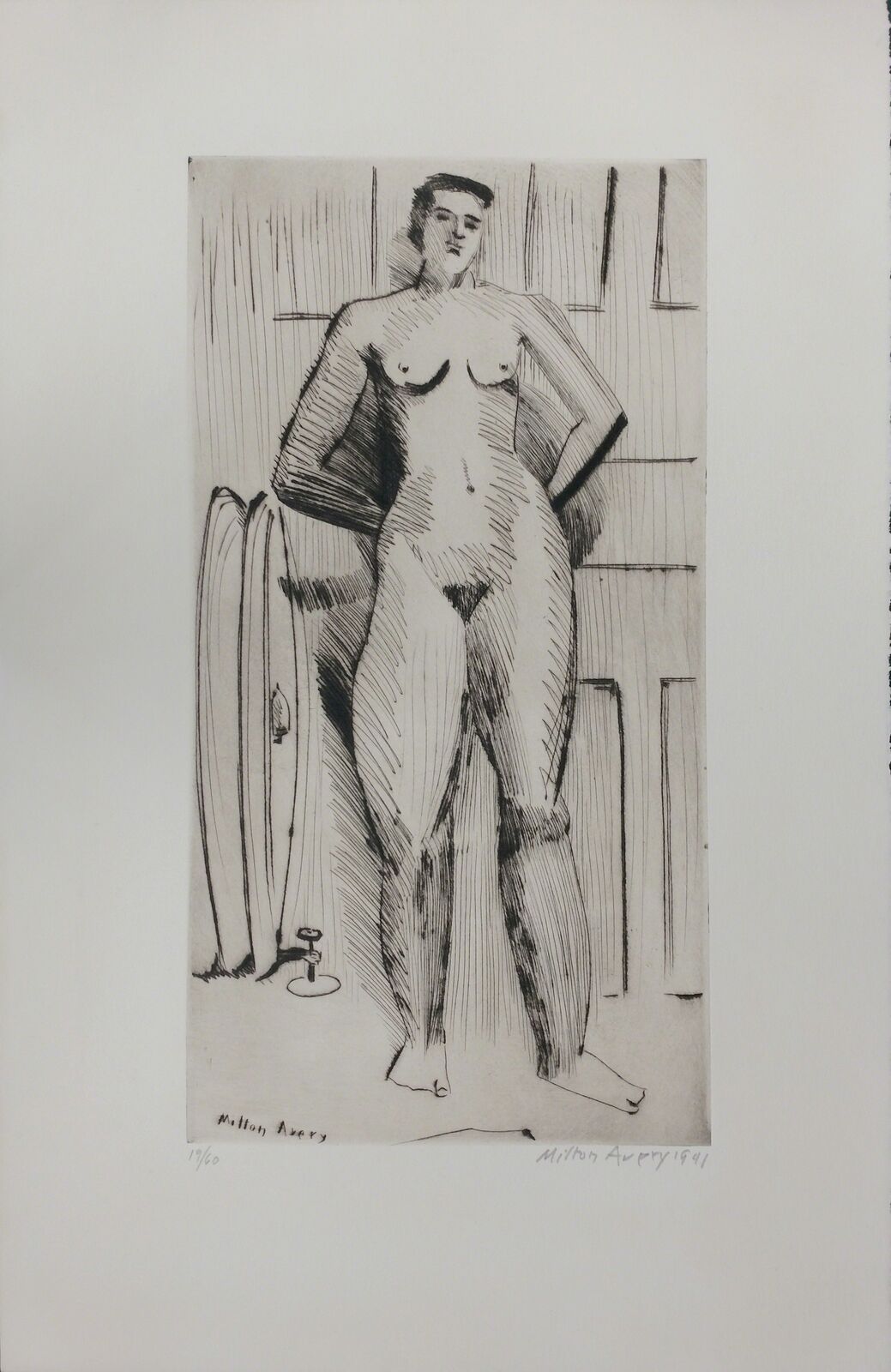 Artwork by Milton Avery, STANDING NUDE, Made of Drypoint 