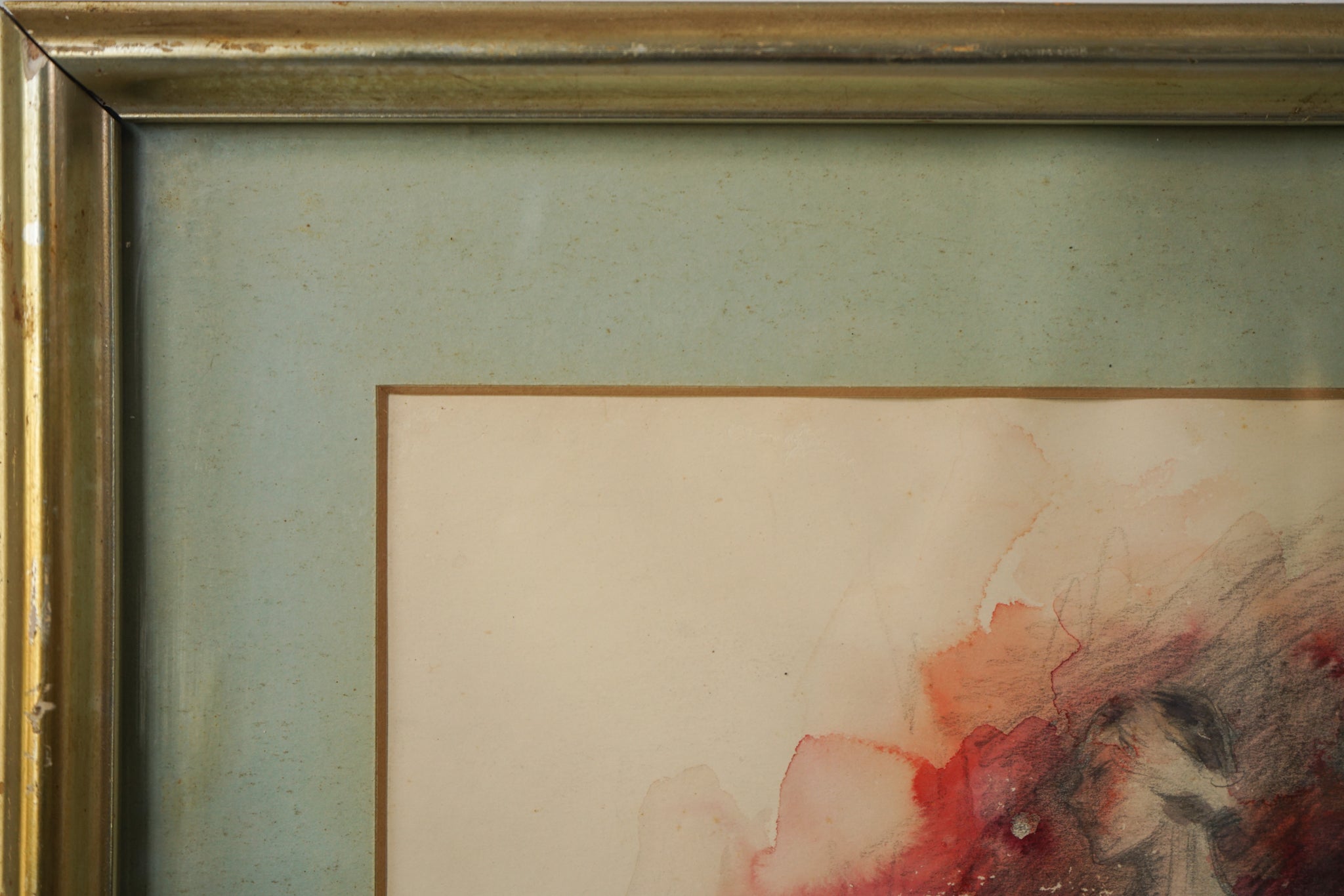 A drawing of three ballerinas sitting on a bench.