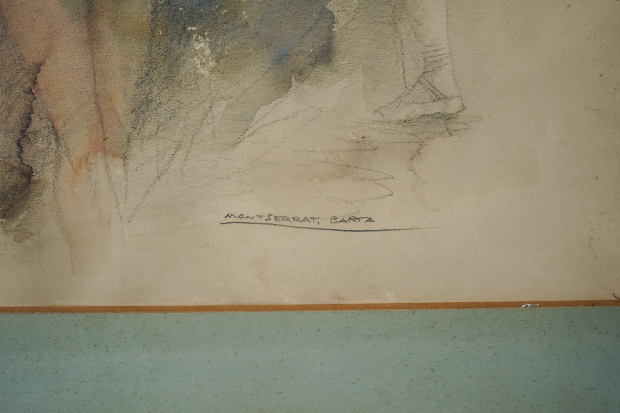 A drawing of three ballerinas sitting on a bench.