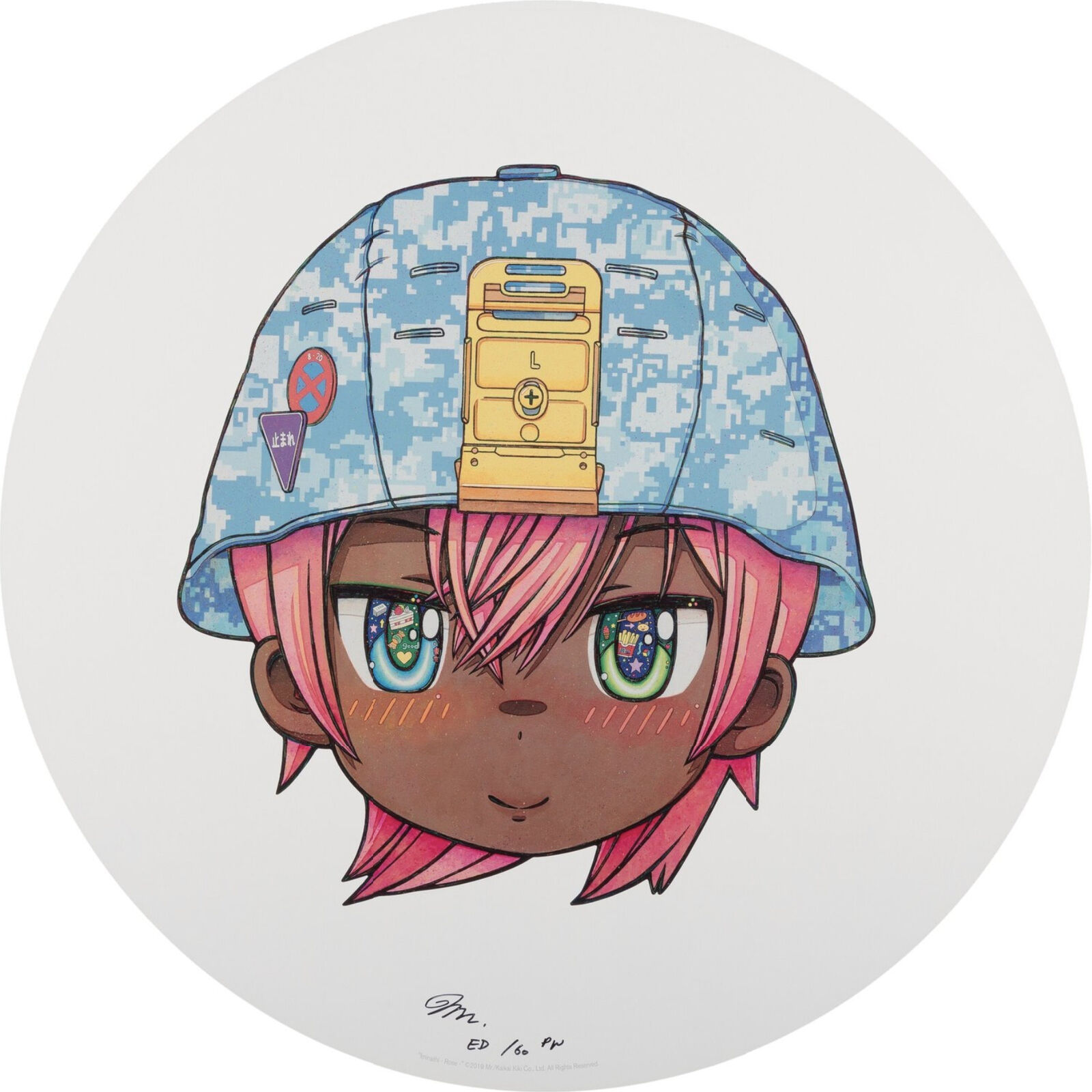 A set of six illustrations of a group of anime characters.