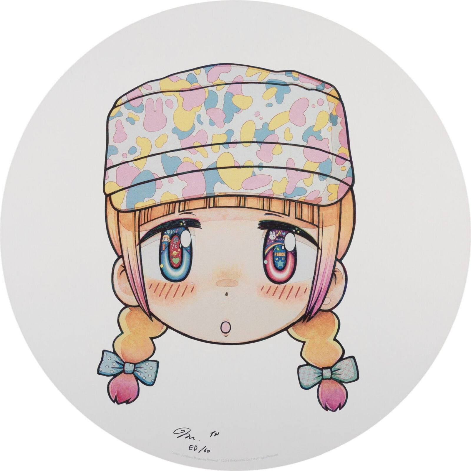 A set of six illustrations of a group of anime characters.