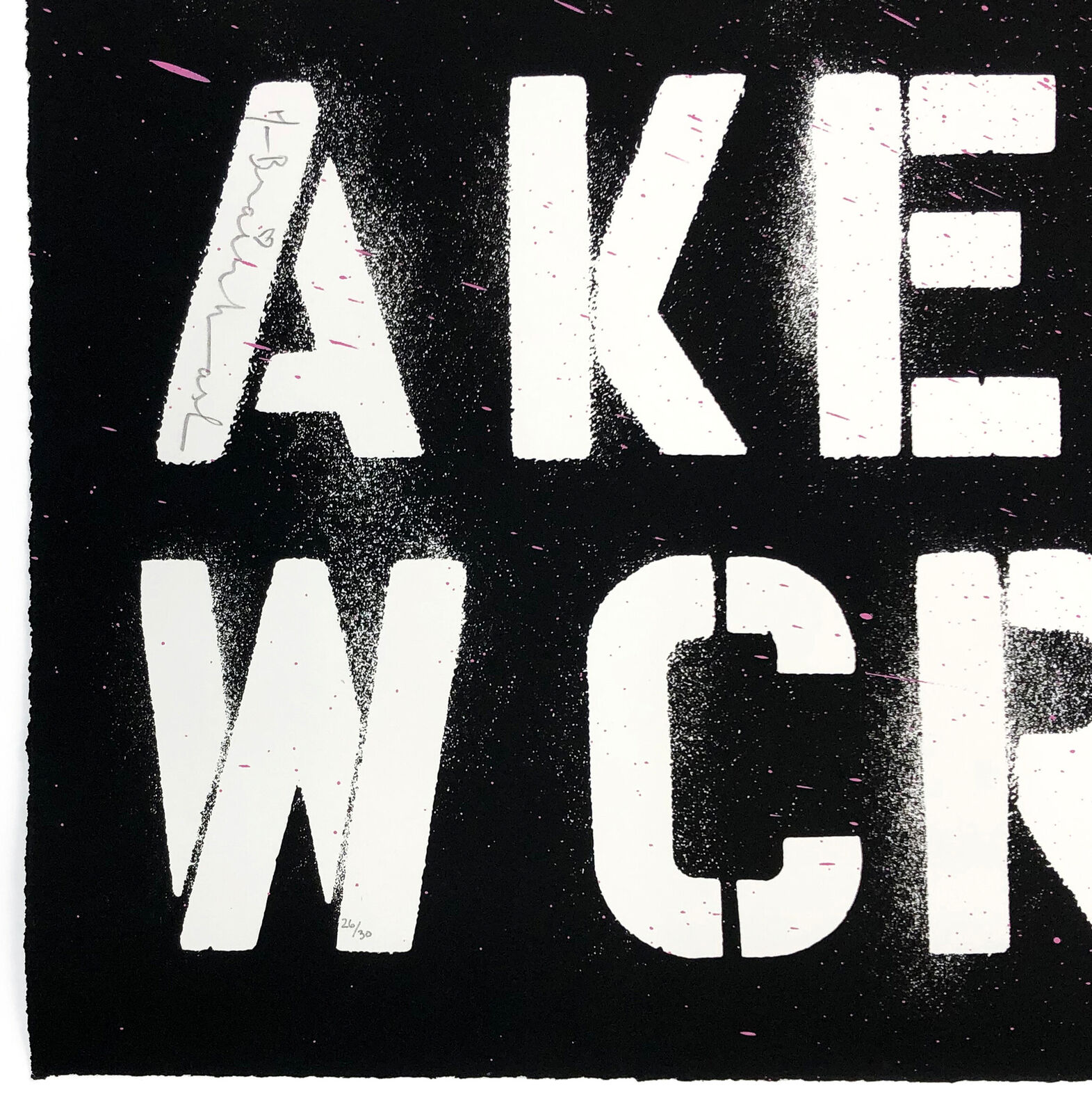 Artwork by Mr. Brainwash, Keep Creating - Pink (framed hand finished screen print), Made of Hand Finished Screen Print 