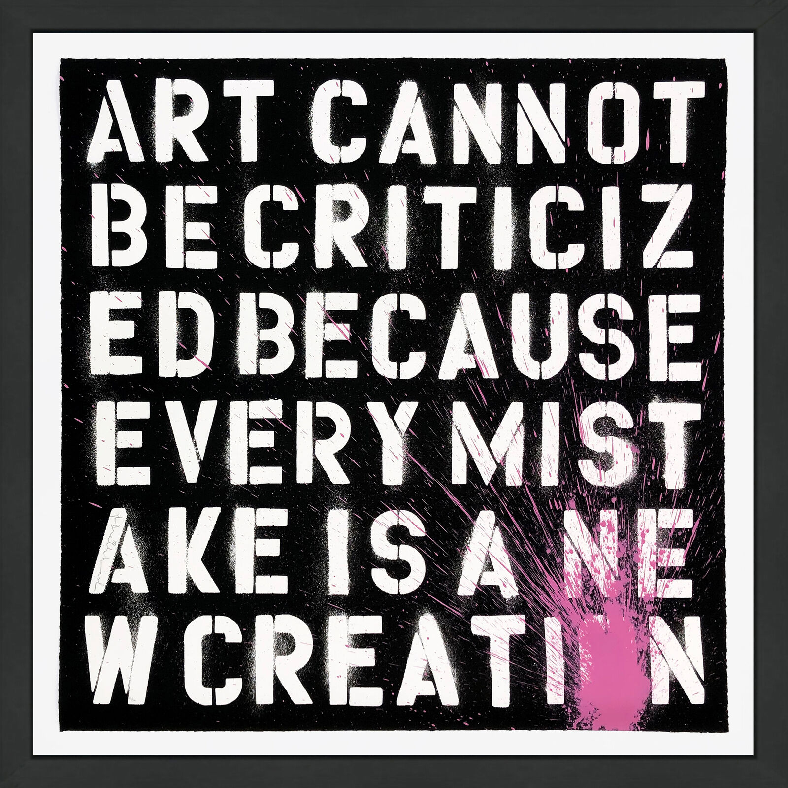 Keep Creating - Pink (framed hand finished screen print) by Mr. Brainwash, 2011