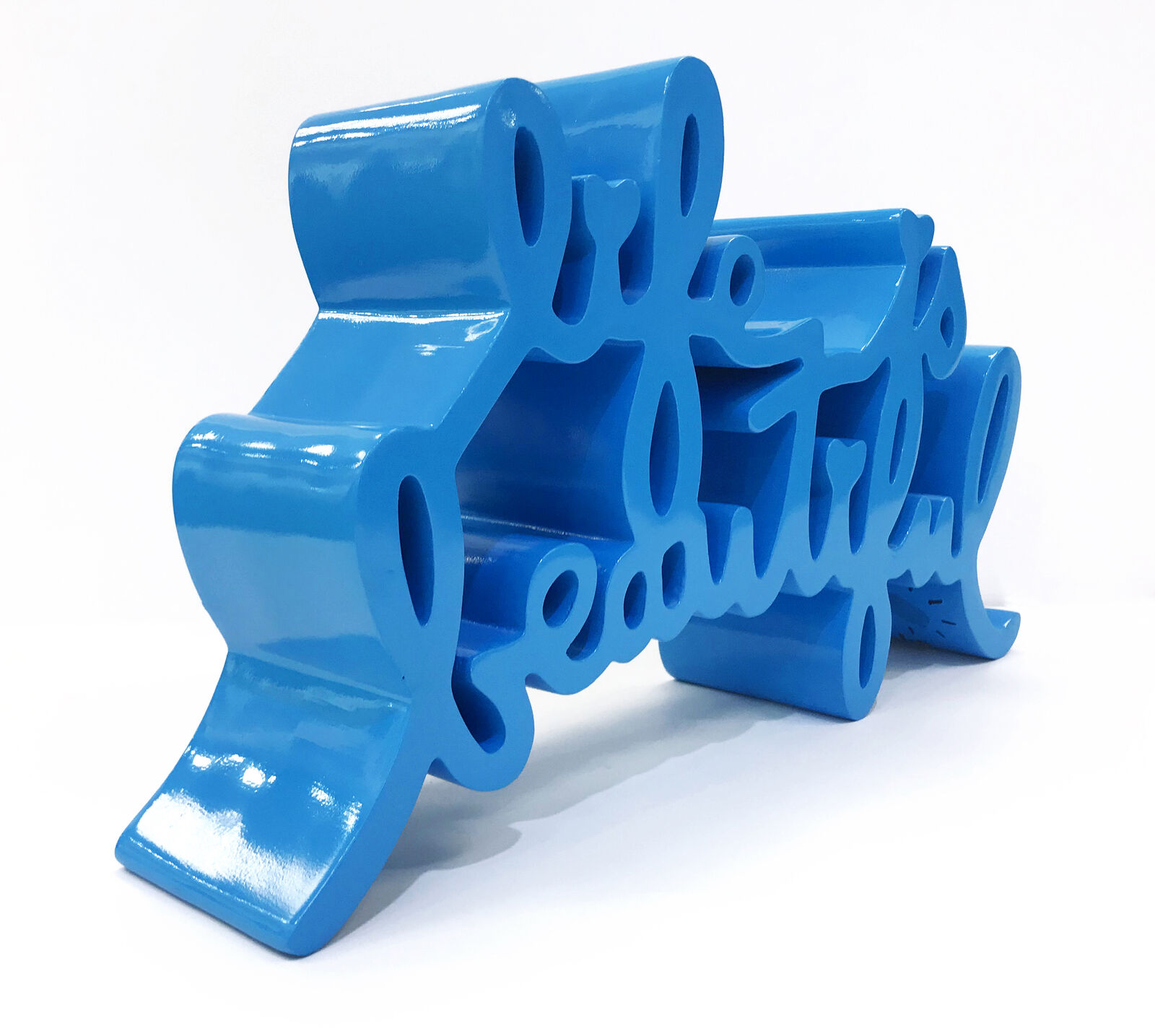 Artwork by Mr. Brainwash, LIFE IS BEAUTIFUL (LARGE BLUE SCULPTURE), Made of Cast Resin 