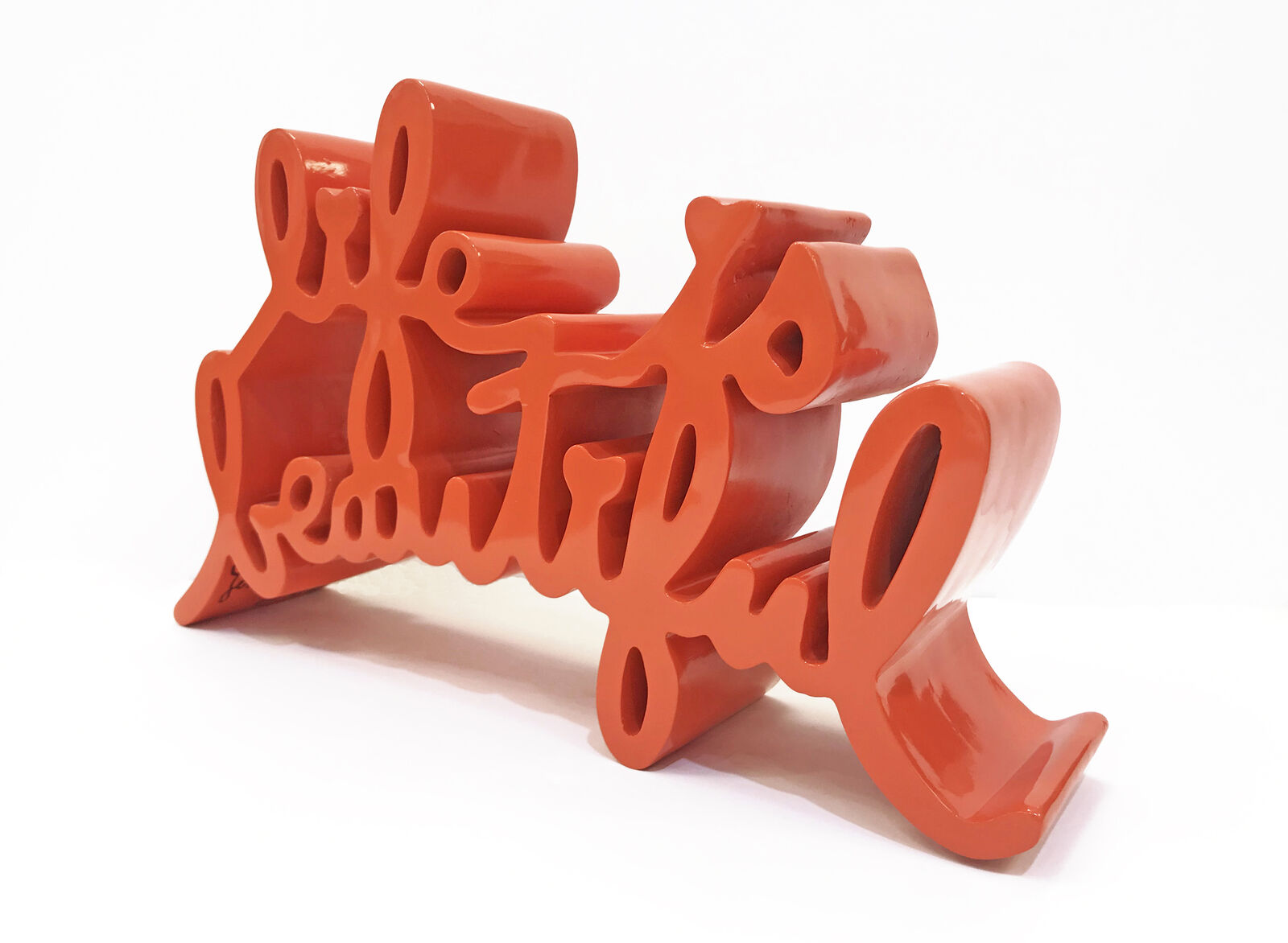 LIFE IS BEAUTIFUL (LARGE ORANGE SCULPTURE) by Mr. Brainwash, 2015