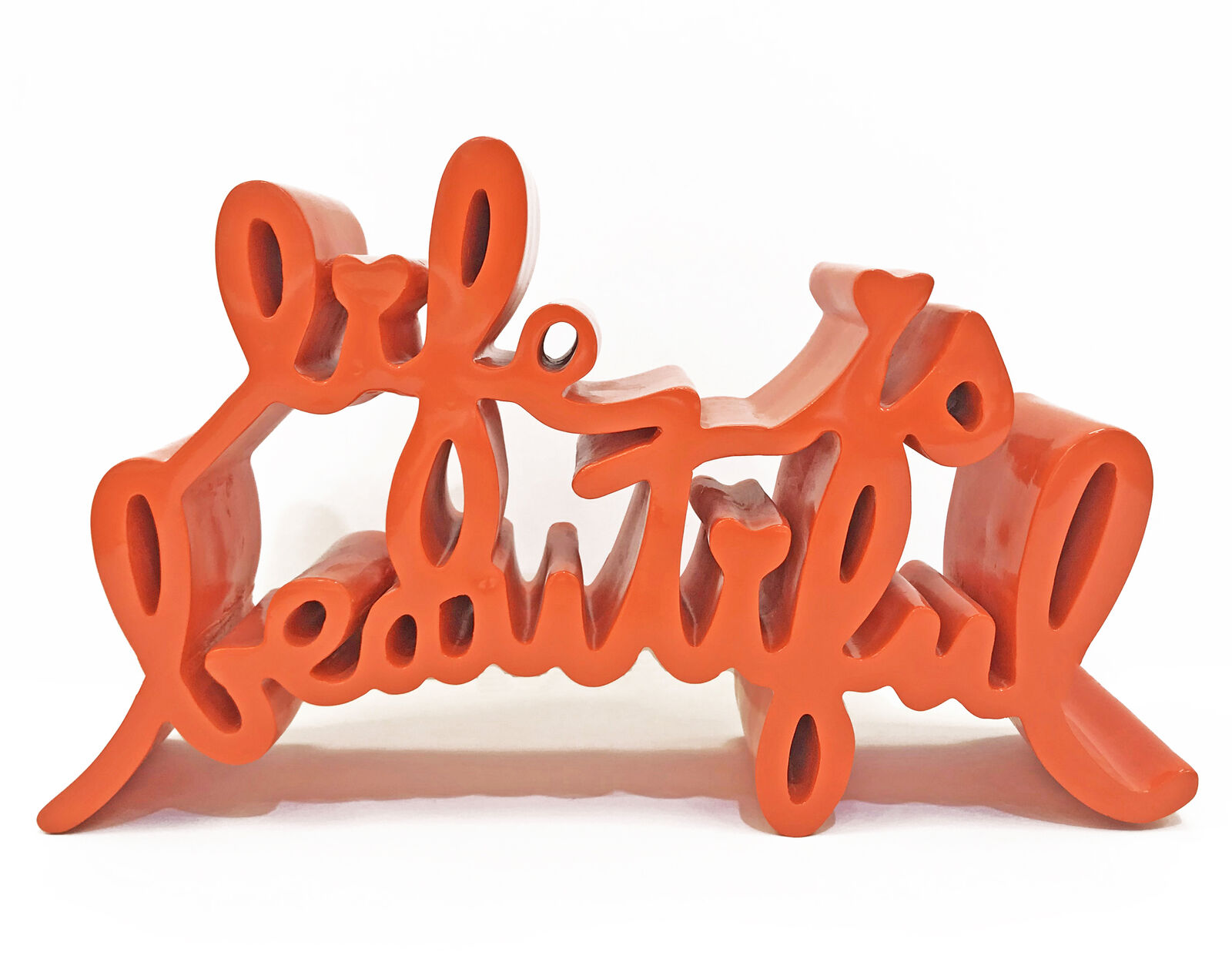 Artwork by Mr. Brainwash, LIFE IS BEAUTIFUL (LARGE ORANGE SCULPTURE), Made of Cast Resin 