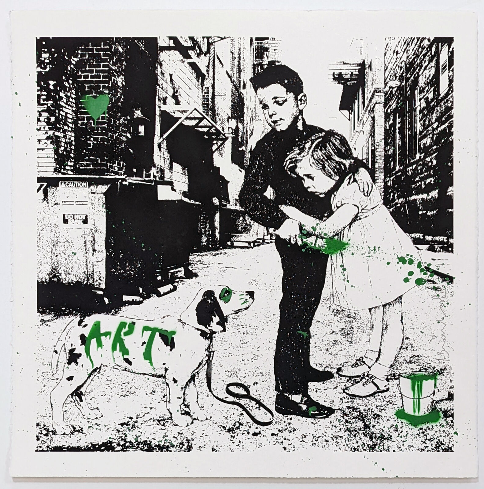 Artwork by Mr. Brainwash, PUP ART (GREEN), Made of Screen Print 
