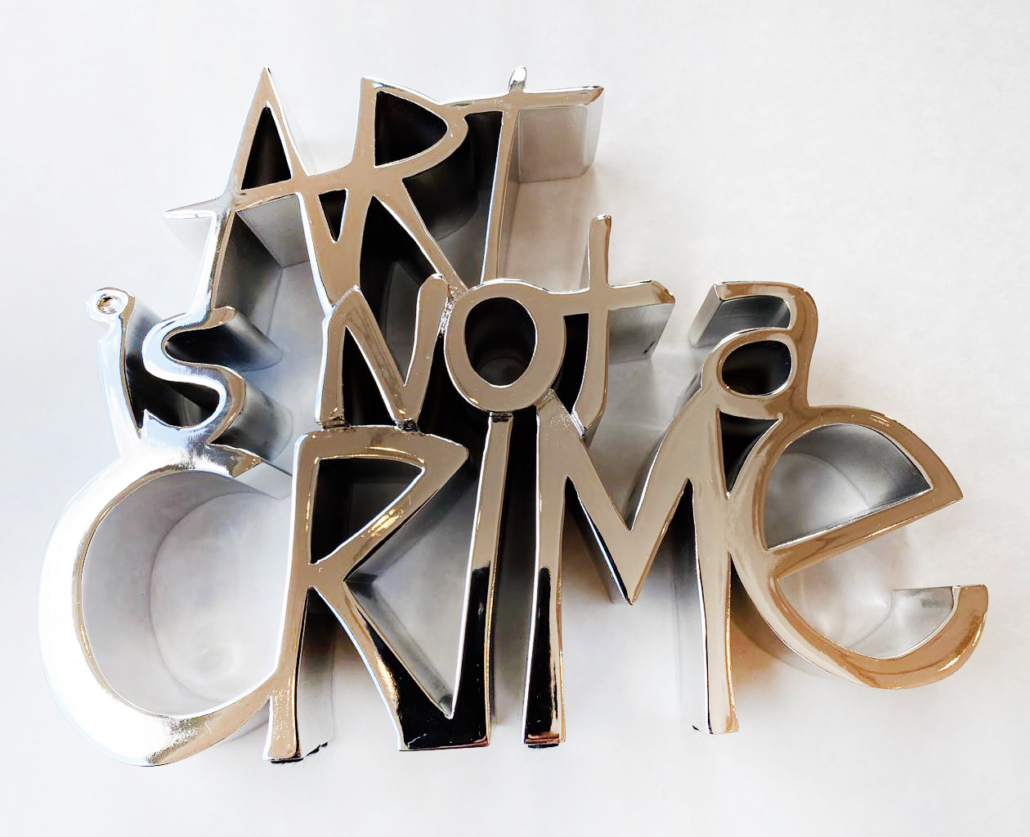 Art Is Not A Crime – Hard Candy Silver by Mr. Brainwash, 2021