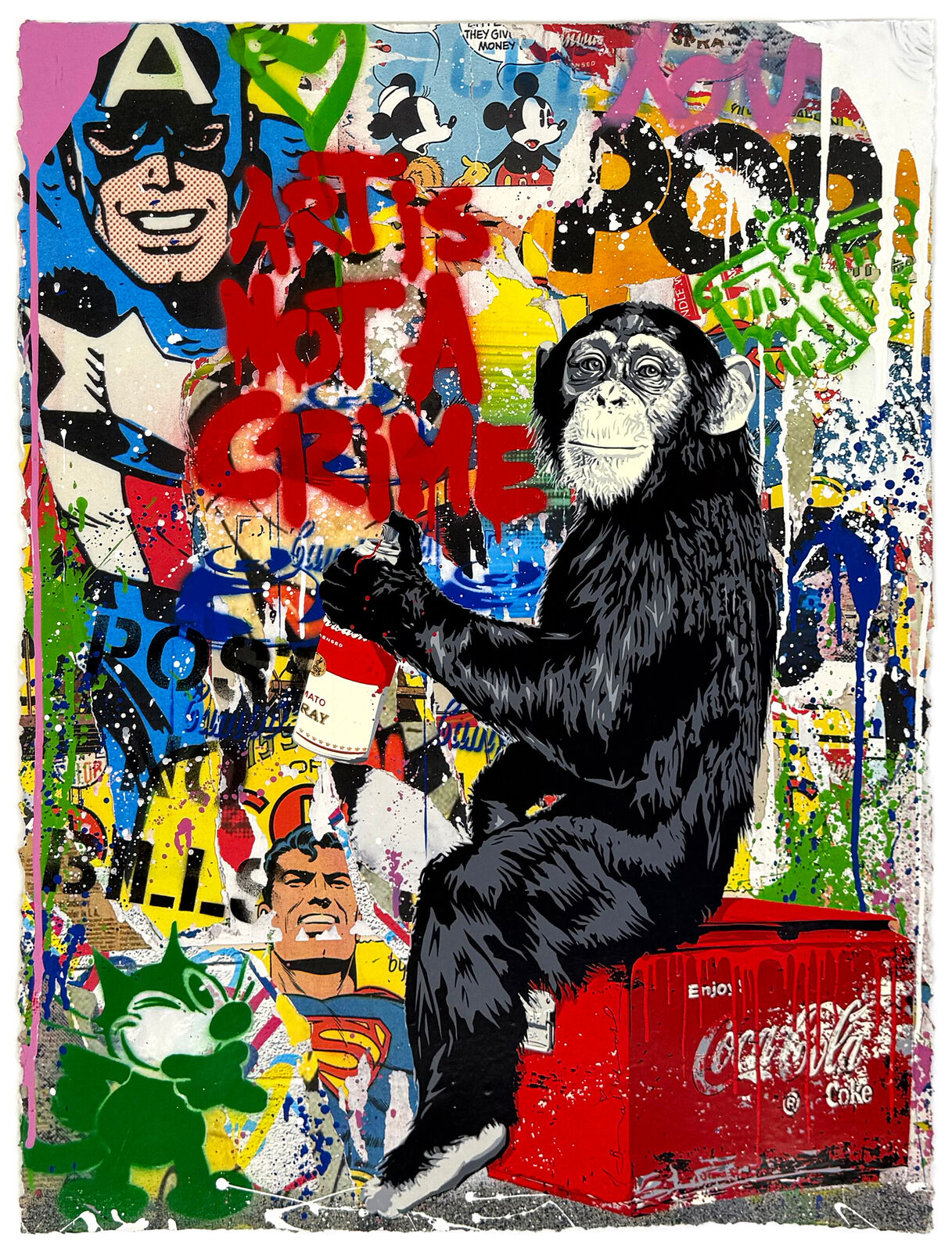 Artwork by Mr. Brainwash, Everyday Life (original painting on paper), Made of Mixed Media On Paper 