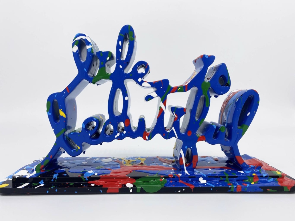 Life Is Beautiful (Dipped Dark Blue Splash) by Mr. Brainwash, 2020