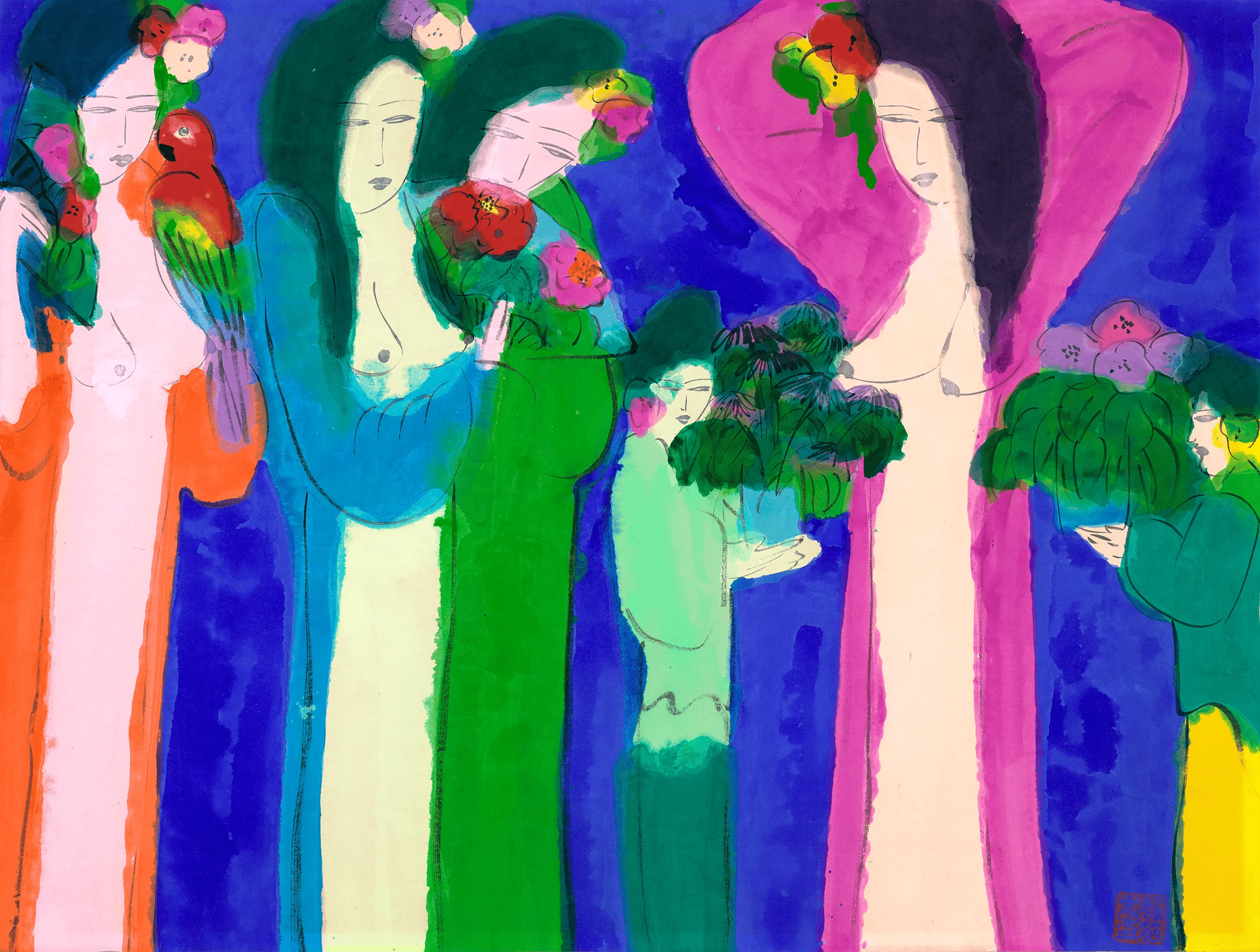 Beauties with Flowers  by Walasse Ting, 1919