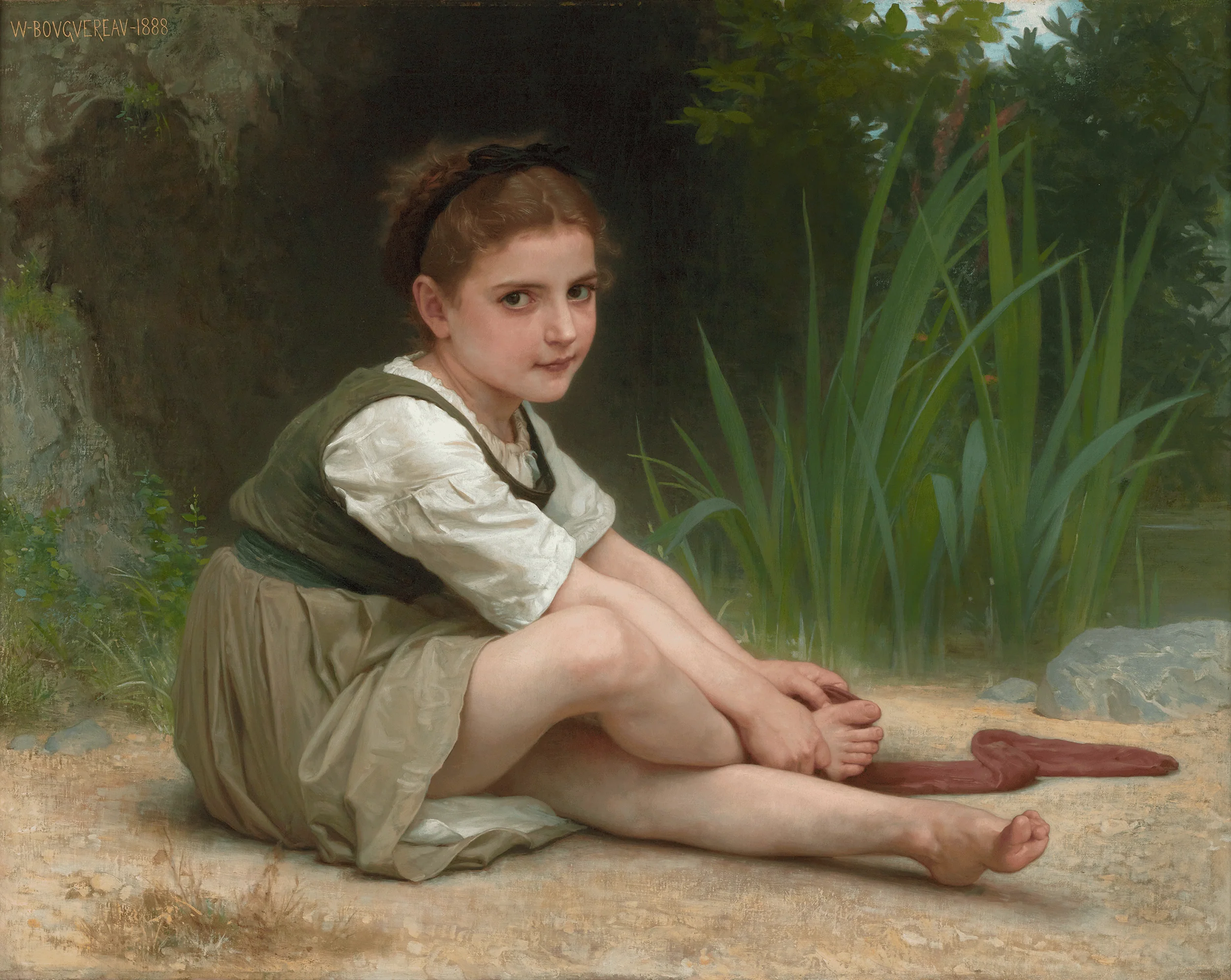 Au Bord du Ruisseau  by William Adolphe Bouguereau, 1816-1918