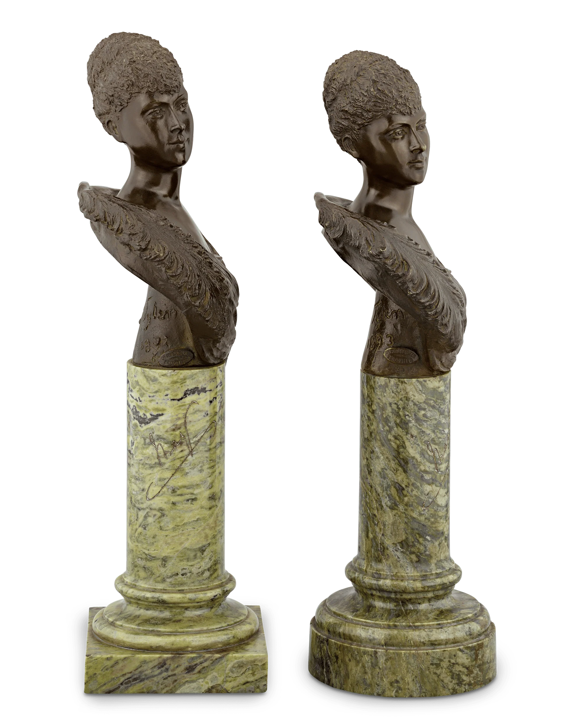Pair of Bronze Busts of Queen Mary 