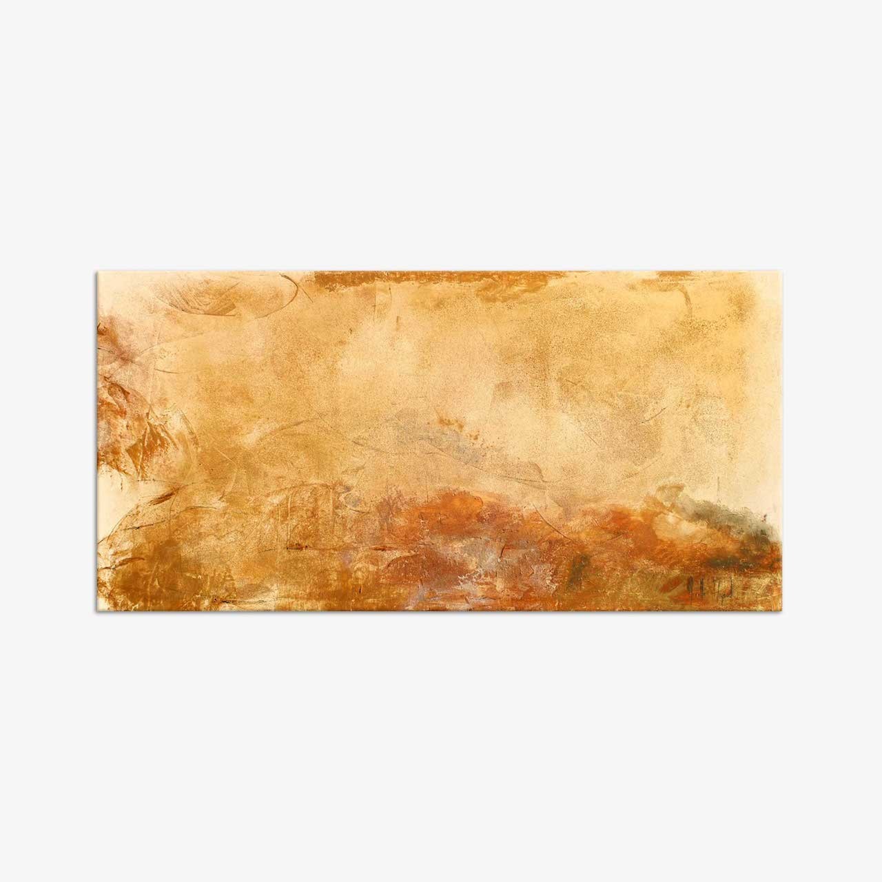 An abstract composition of layered earth tones and textured washes.