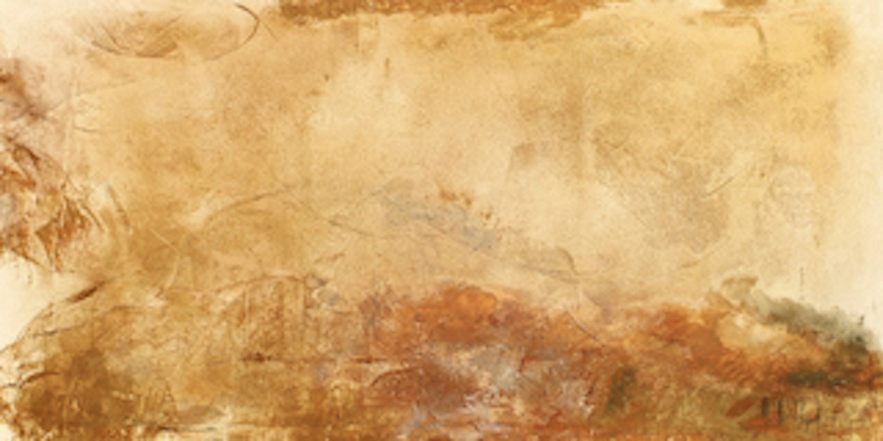 An abstract composition of layered earth tones and textured washes.