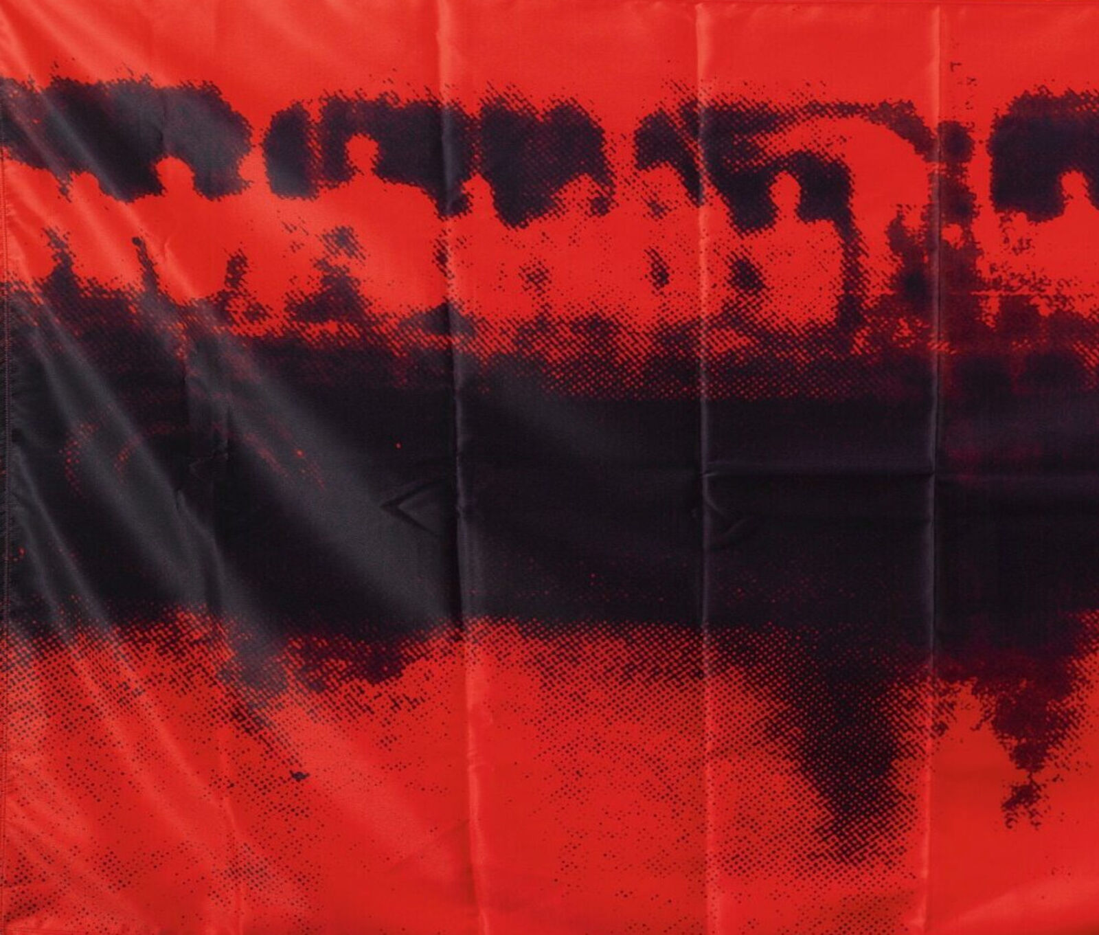 Artwork by Nate Lowman, Human Traffic, South America A.K.A The Last Supper For Art & Language, Made of Screenprint on satin banner 