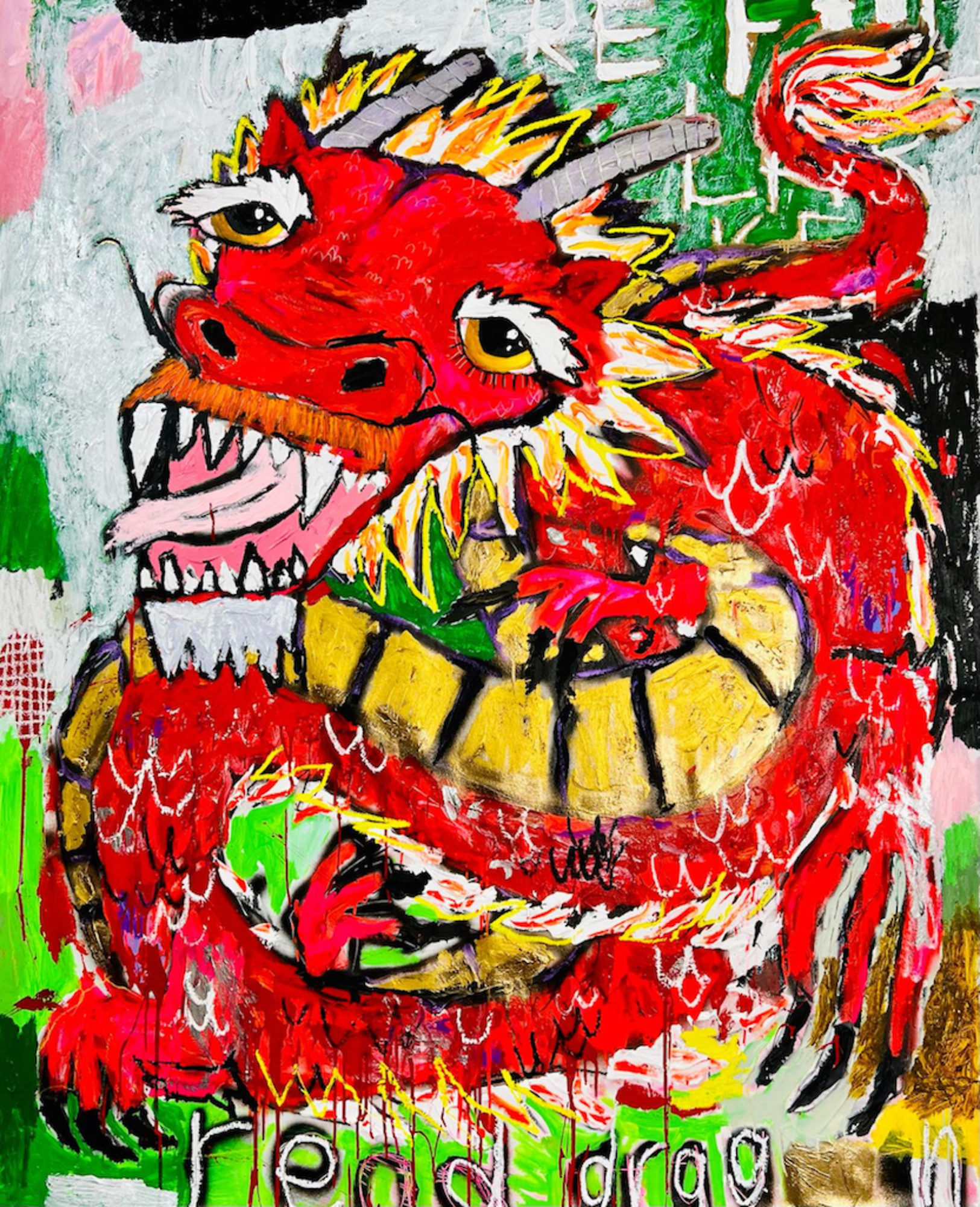 Artwork by Nathan Paddison, Read Drag On, Made of Oil stick, acrylic, spray paint, charcoal and pencil on canvas 