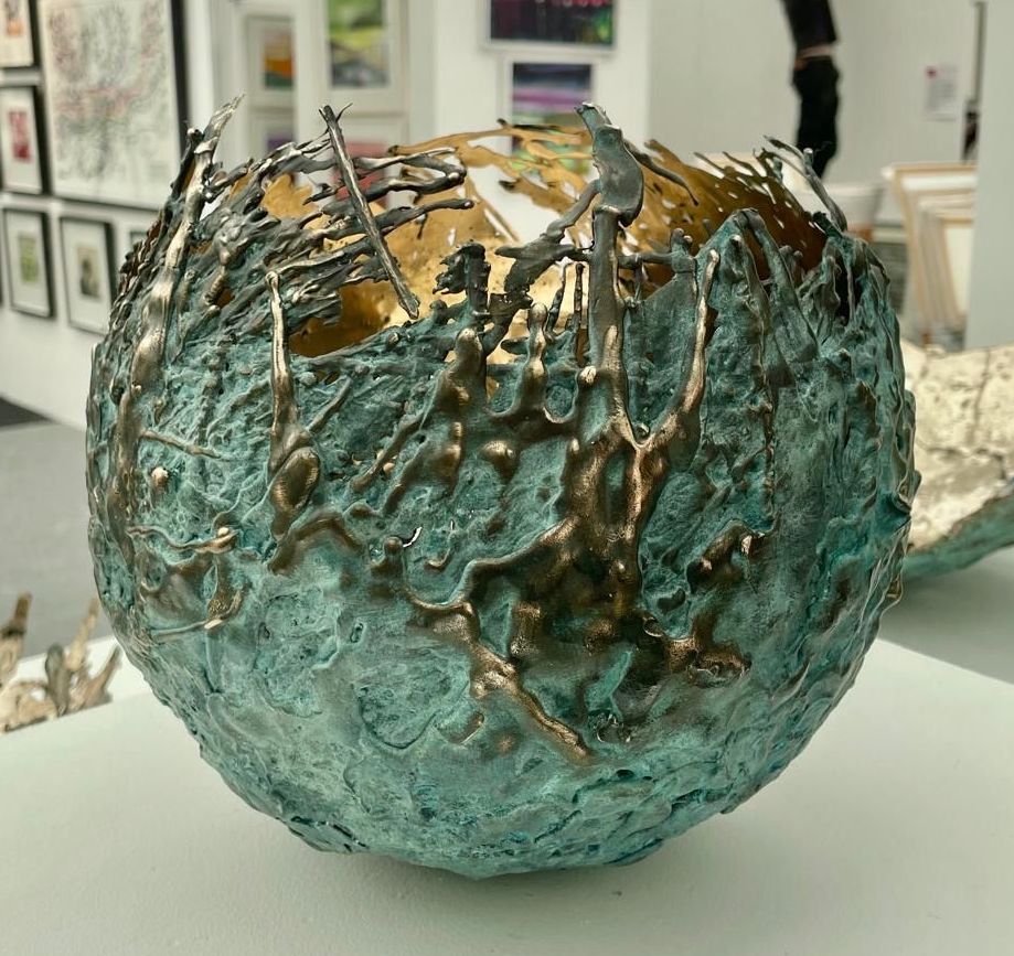 Artwork by Neil   Lemaire, Viscosity Globe, Made of Bronze Sculpture 