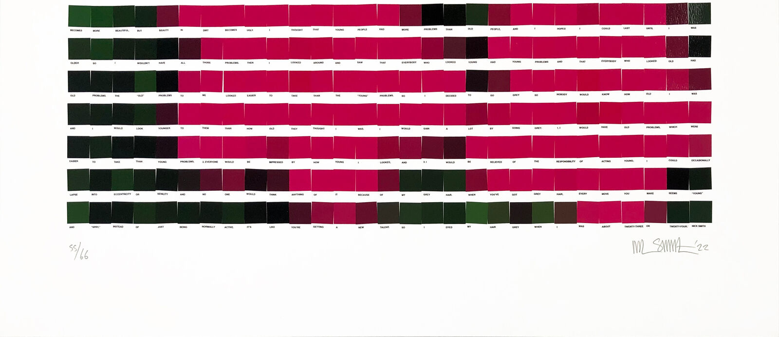 A picture of a color chart in a black frame.