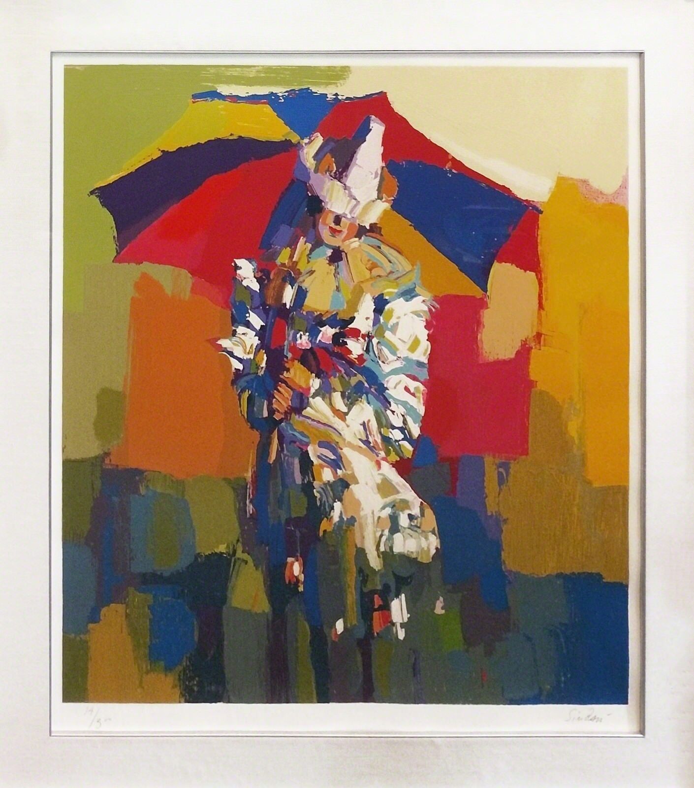 Artwork by Nicola Simbari, CLOWN A L'OMBELLE, Made of Serigraph 