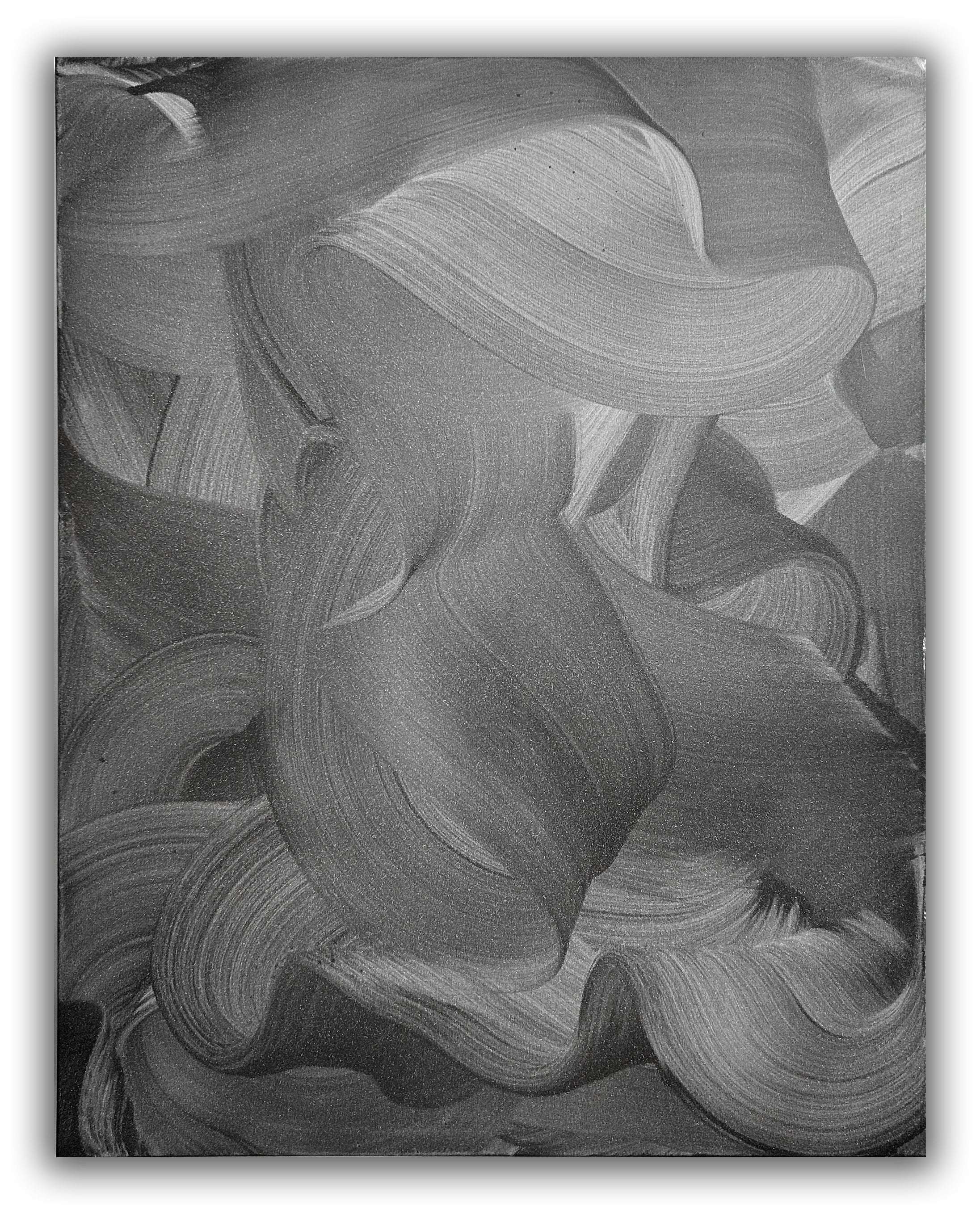A black and white drawing of a woman's face.