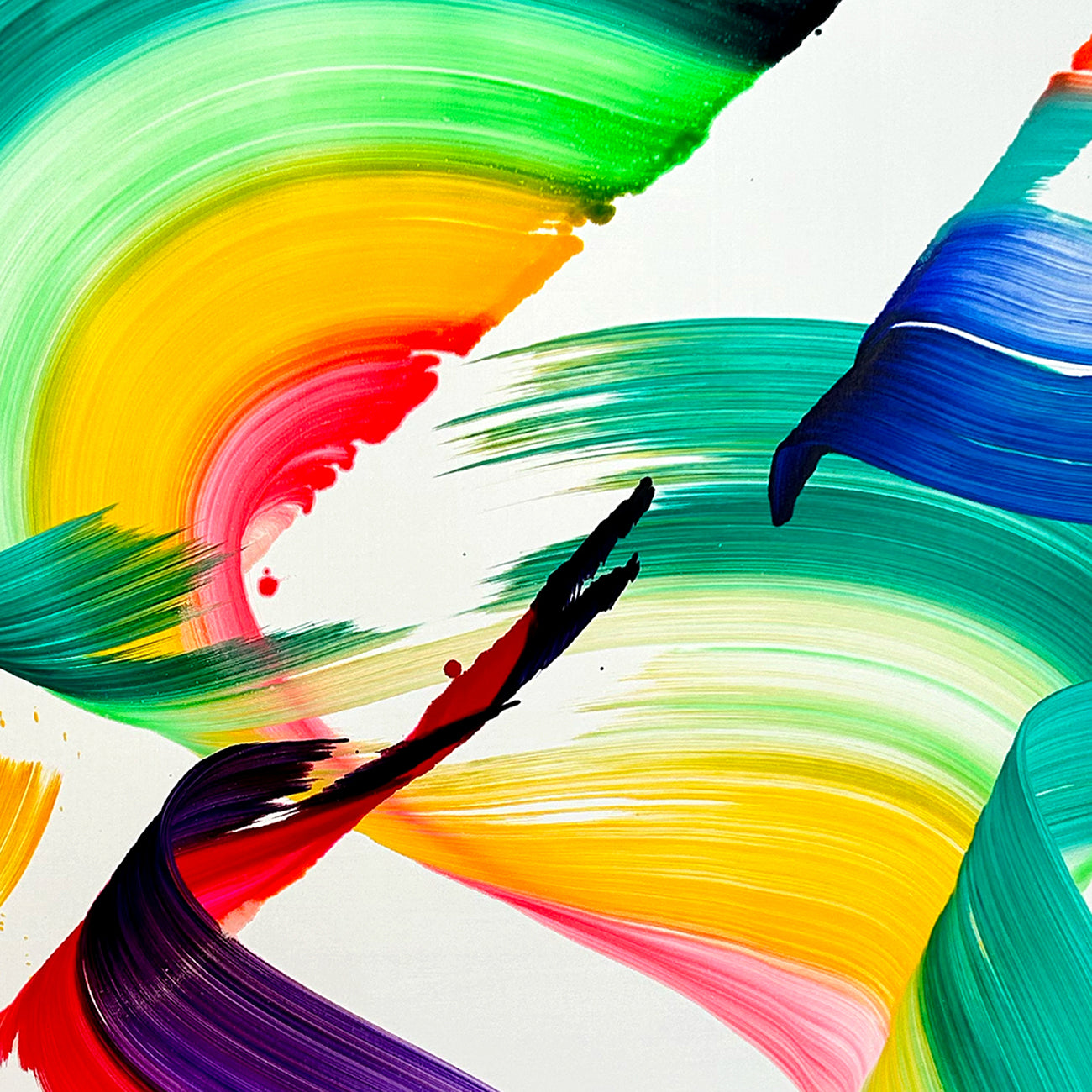 A painting of a colorful abstract painting on a white background.