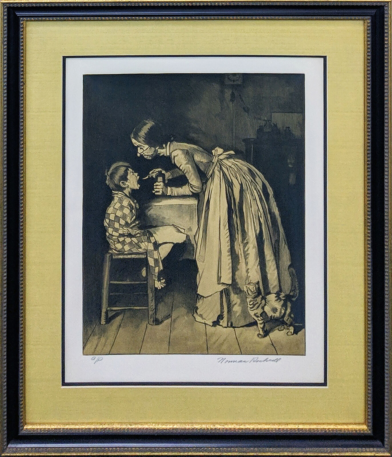 Artwork by Norman Rockwell, MEDICINE (SEPIA), Made of Lithograph 